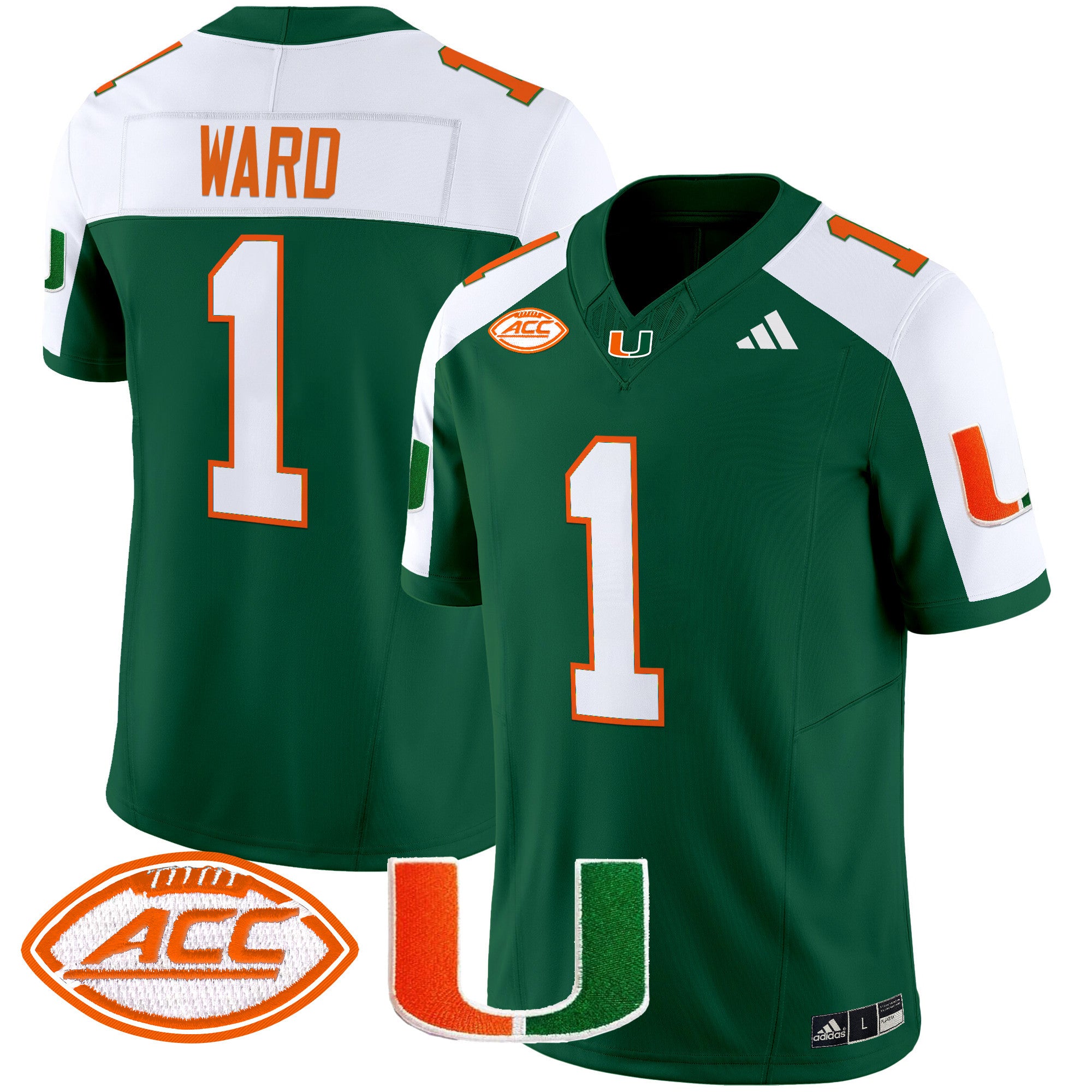 Men's Miami Hurricanes 2024 Vapor Limited Jersey - All Stitched - Green Alternate, Cam Ward