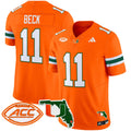 Men's Miami Hurricanes 2025 Florida Patch Vapor Limited Jersey - All Stitched - Orange, Carson Beck