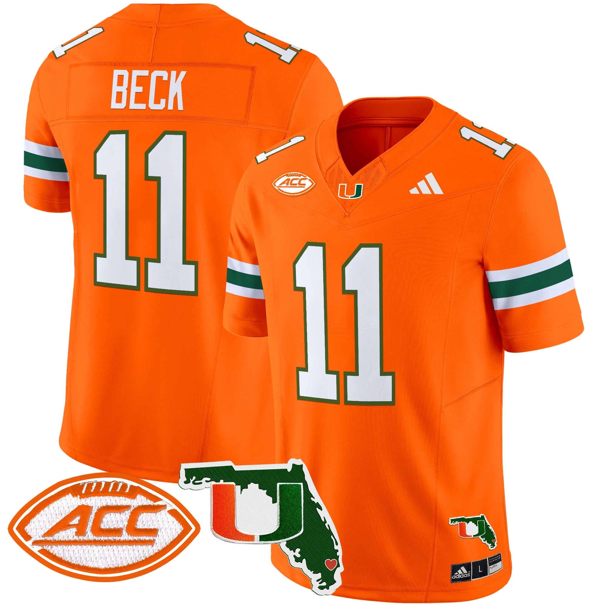 Men's Miami Hurricanes 2025 Florida Patch Vapor Limited Jersey - All Stitched - Orange, Carson Beck