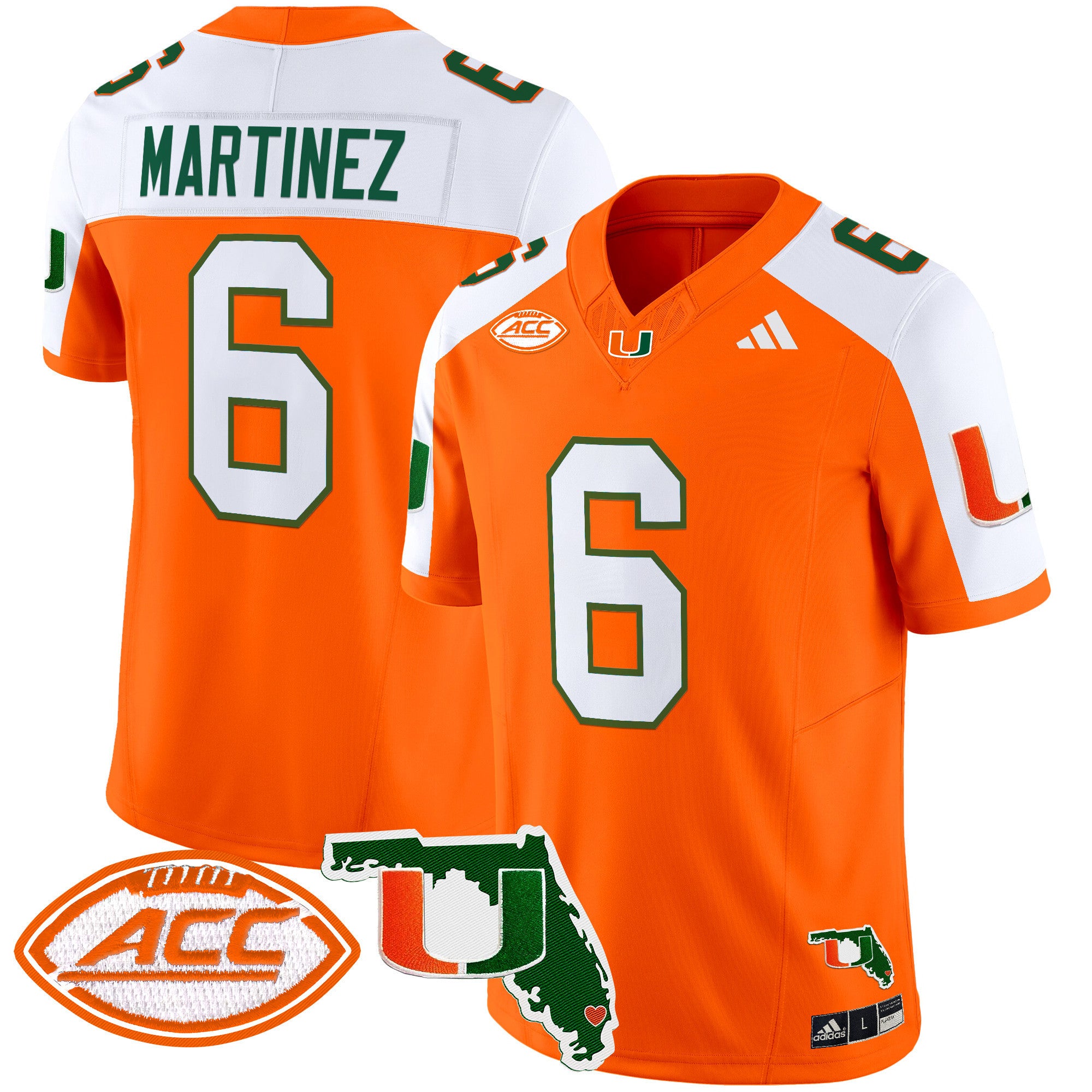 Men's Miami Hurricanes 2025 Florida Patch Vapor Limited Jersey - All Stitched - Orange Alternate, Damien Martinez