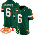 Men's Miami Hurricanes 2025 Florida Patch Vapor Limited Jersey - All Stitched - Green, Damien Martinez