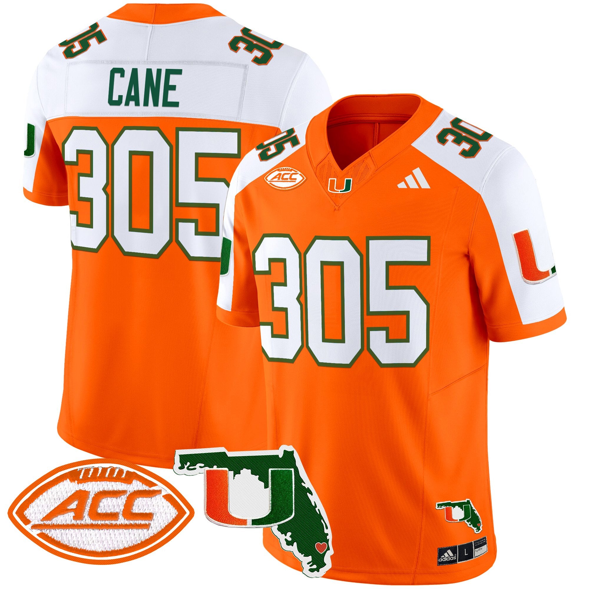 Men's Miami Hurricanes 2025 Florida Patch Vapor Limited Jersey - All Stitched - Orange Alternate, Cane 305
