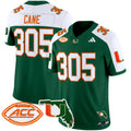 Men's Miami Hurricanes 2025 Florida Patch Vapor Limited Jersey - All Stitched - Green Alternate, Cane 305