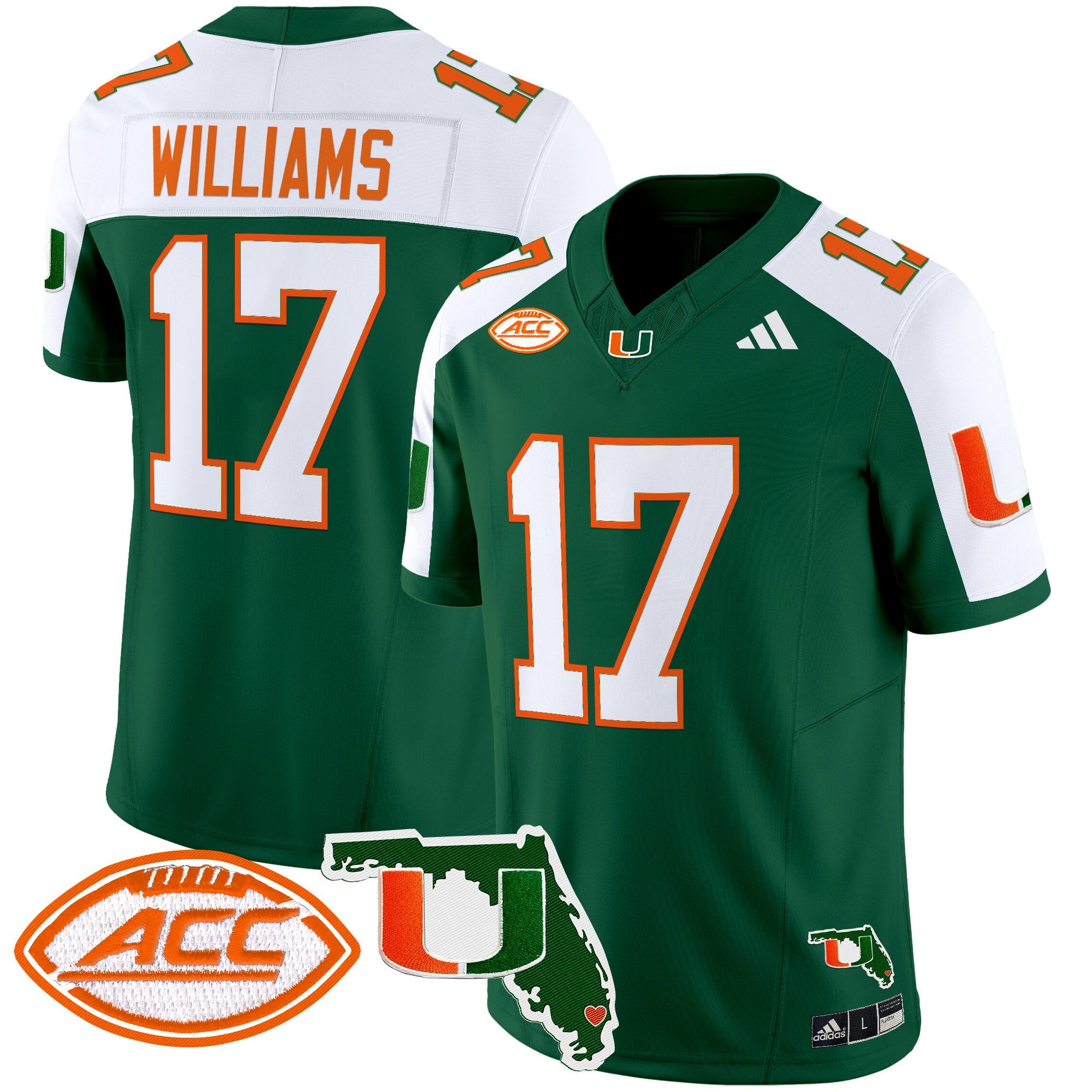 Men's Miami Hurricanes 2025 Florida Patch Vapor Limited Jersey - All Stitched - Green Alternate, Emory Williams