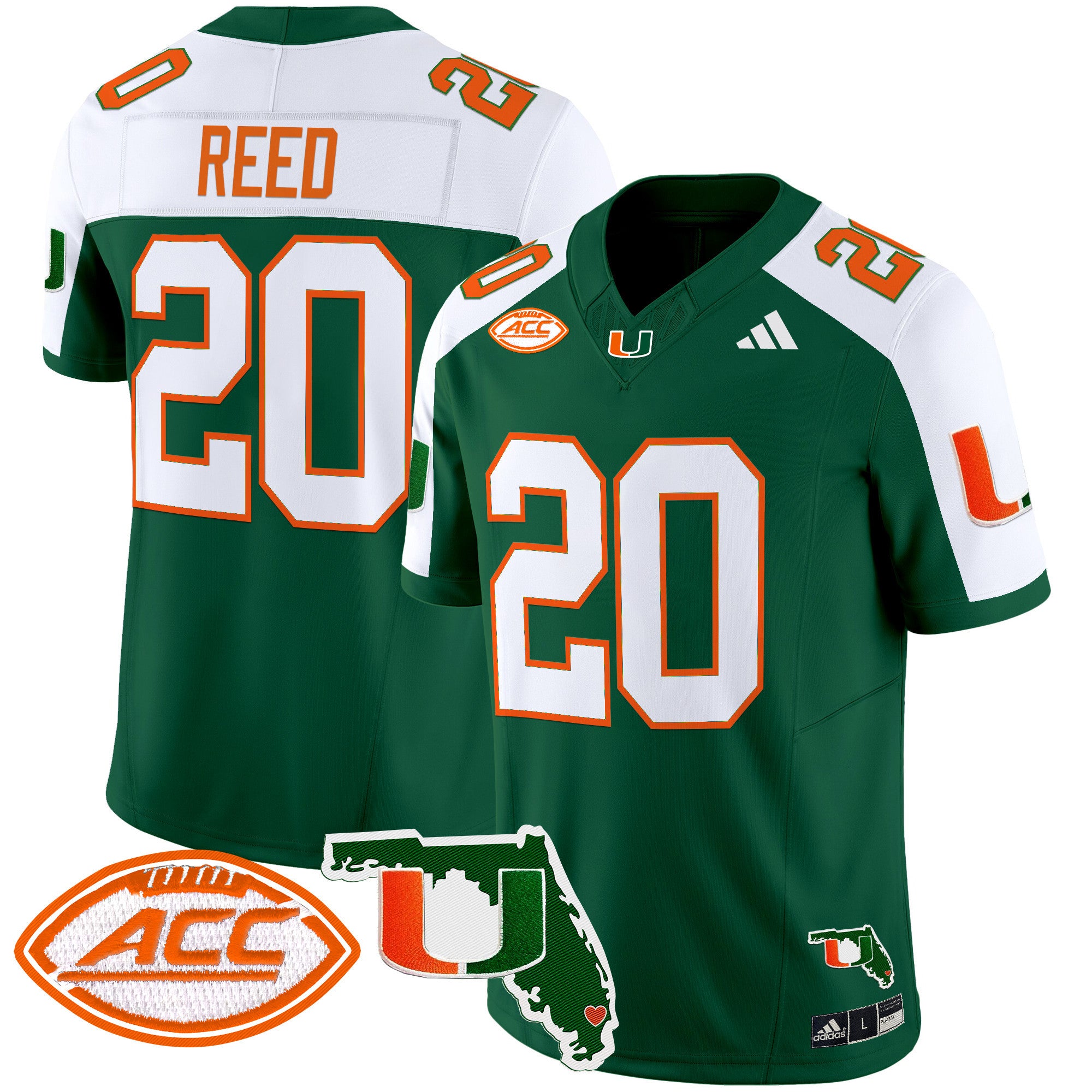 Men's Miami Hurricanes 2025 Florida Patch Vapor Limited Jersey - All Stitched - Green Alternate, Ed Reed