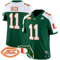 Men's Miami Hurricanes 2025 Florida Patch Vapor Limited Jersey - All Stitched - Green Alternate, Carson Beck