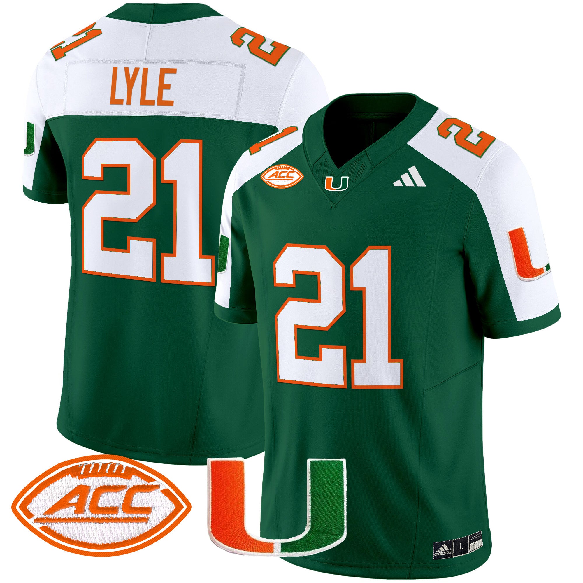 Men's Miami Hurricanes 2025 Vapor Limited Jersey - All Stitched - Green Alternate, Jordan Lyle