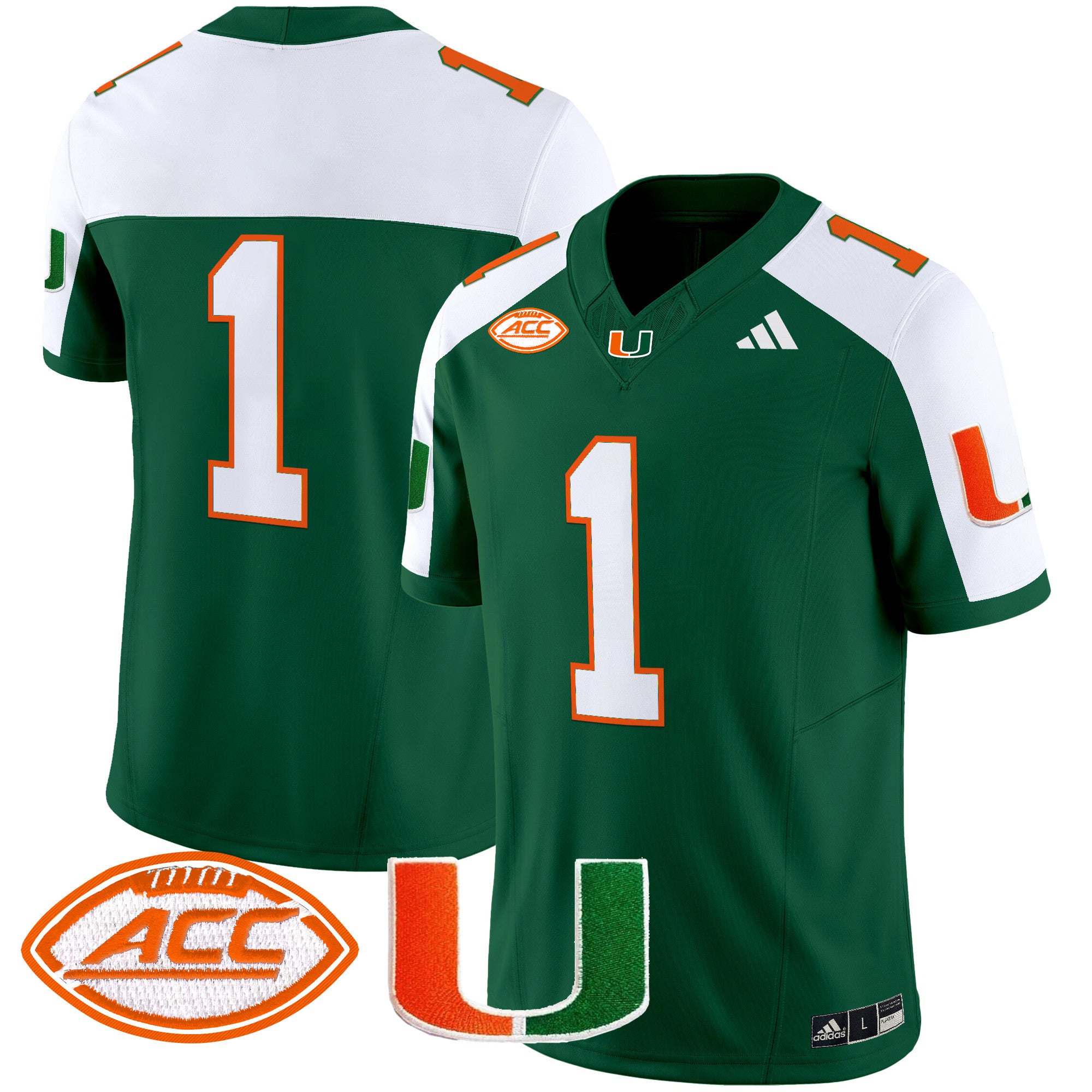 Men's Miami Hurricanes 2025 Vapor Limited Jersey - All Stitched - Green Alternate, #1 Team