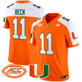 Men's Miami Hurricanes 2025 Vapor Limited Jersey - All Stitched - Orange Alternate, Carson Beck
