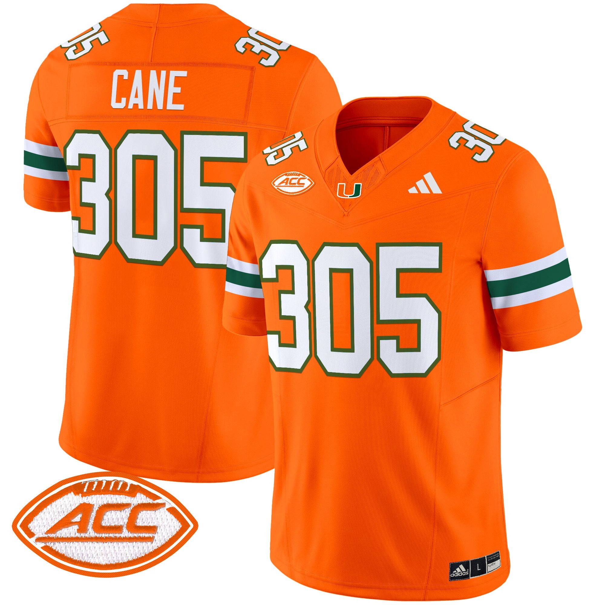 Men's Miami Hurricanes 2025 Vapor Limited Jersey - All Stitched - Orange, Cane 305