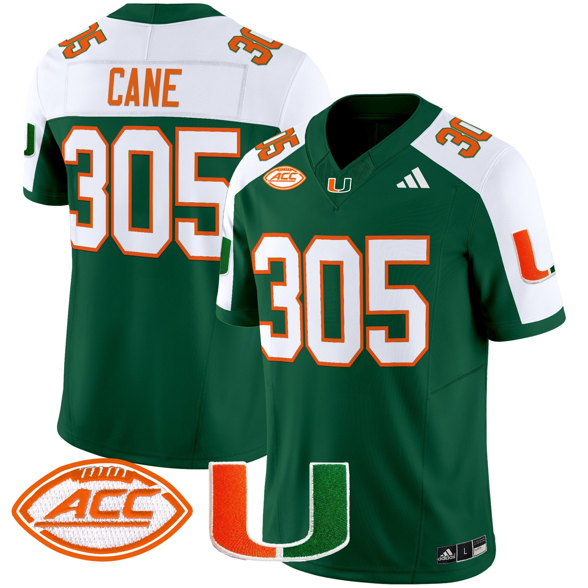Men's Miami Hurricanes 2025 Vapor Limited Jersey - All Stitched - Green Alternate, Cane 305