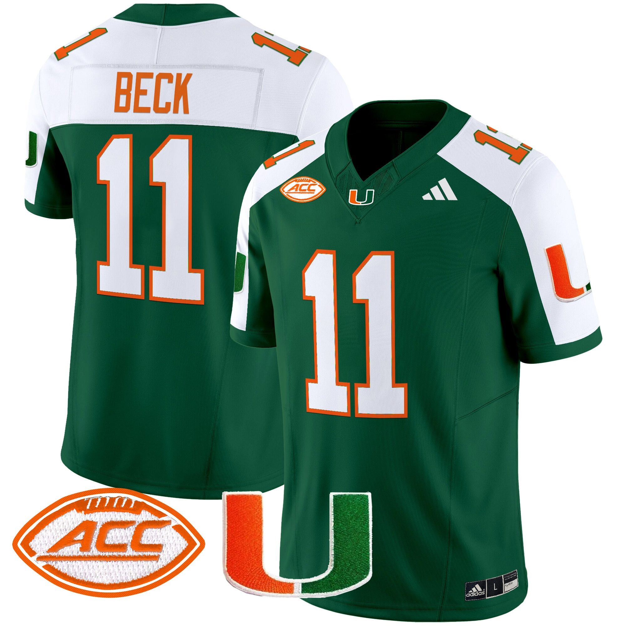 Men's Miami Hurricanes 2025 Vapor Limited Jersey - All Stitched - Green Alternate, Carson Beck