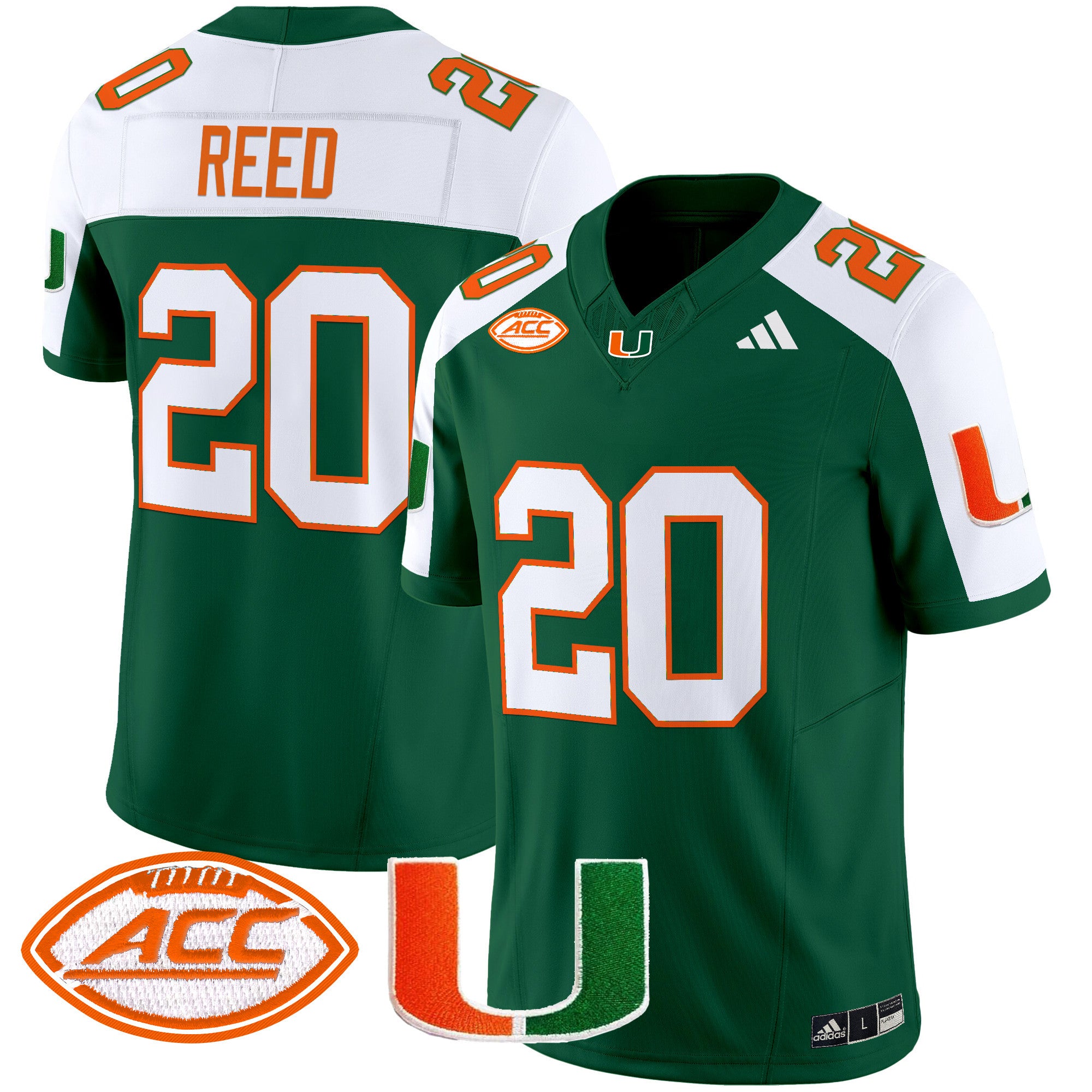 Men's Miami Hurricanes 2025 Vapor Limited Jersey - All Stitched - Green Alternate, Ed Reed