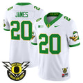 Men's Oregon Ducks 2024 BIG & Forever Gang Green Patch Vapor Limited Jersey - All Stitched - White, Jordan James