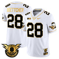 Men's Oregon Ducks 2024 Forever Gang Green & BIG Patch Gold Vapor Limited Jersey - All Stitched - White Gold, Bryce Boettcher