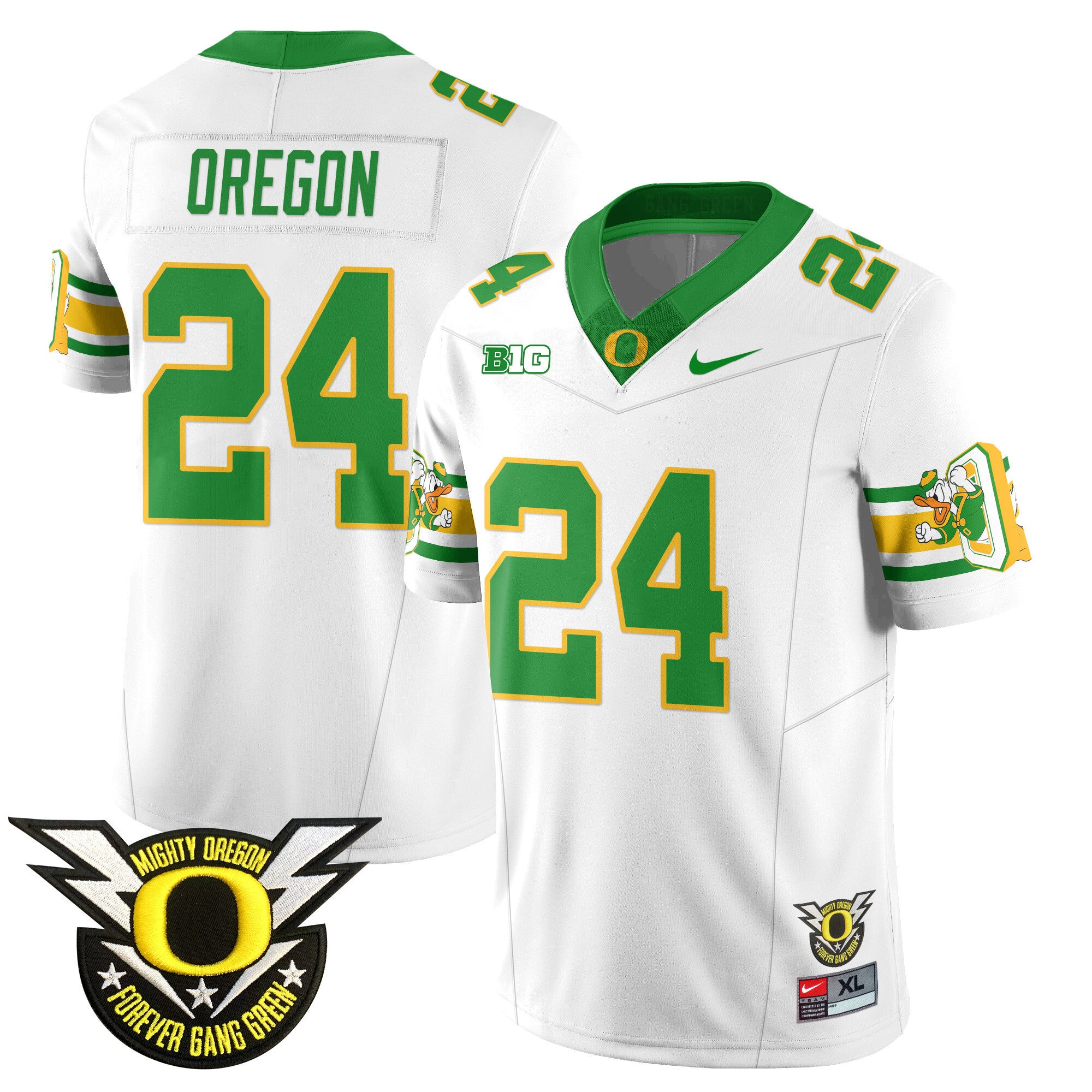 Men's Oregon Ducks 2024 Forever Gang Green Jersey - All Stitched - White, Oregon