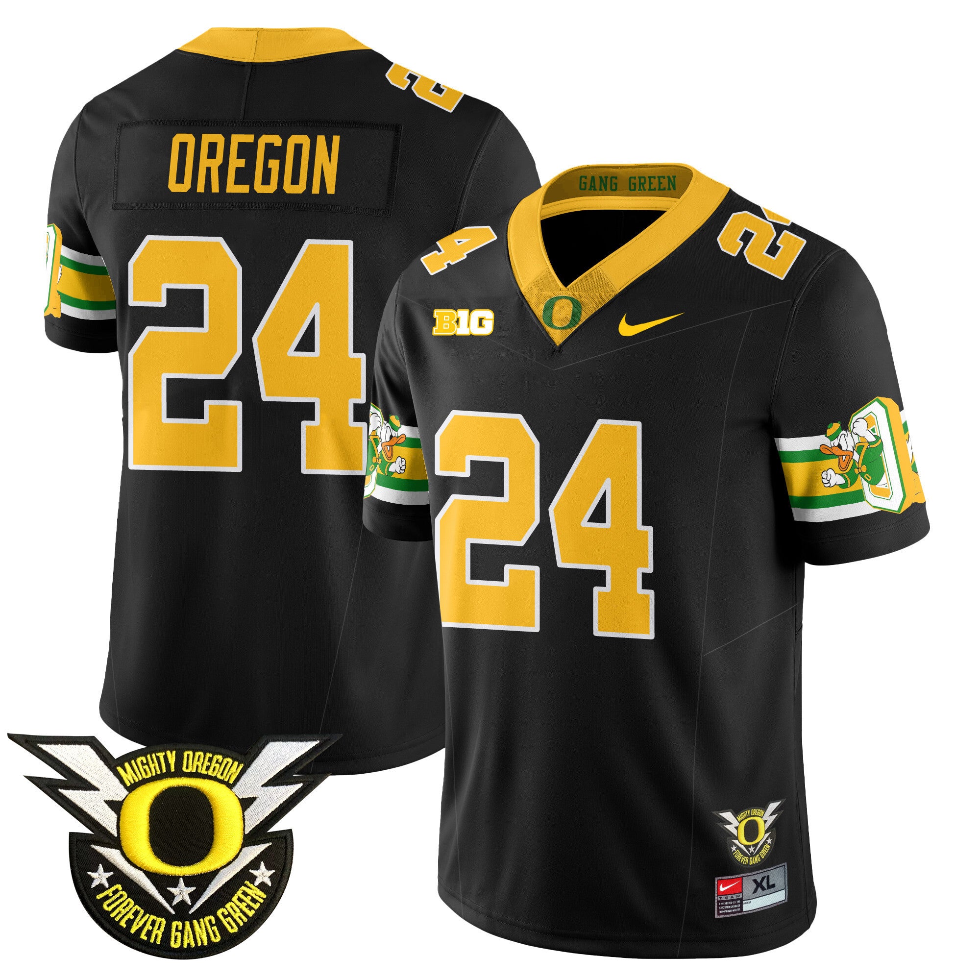 Men's Oregon Ducks 2024 Forever Gang Green Jersey - All Stitched - Black, Oregon