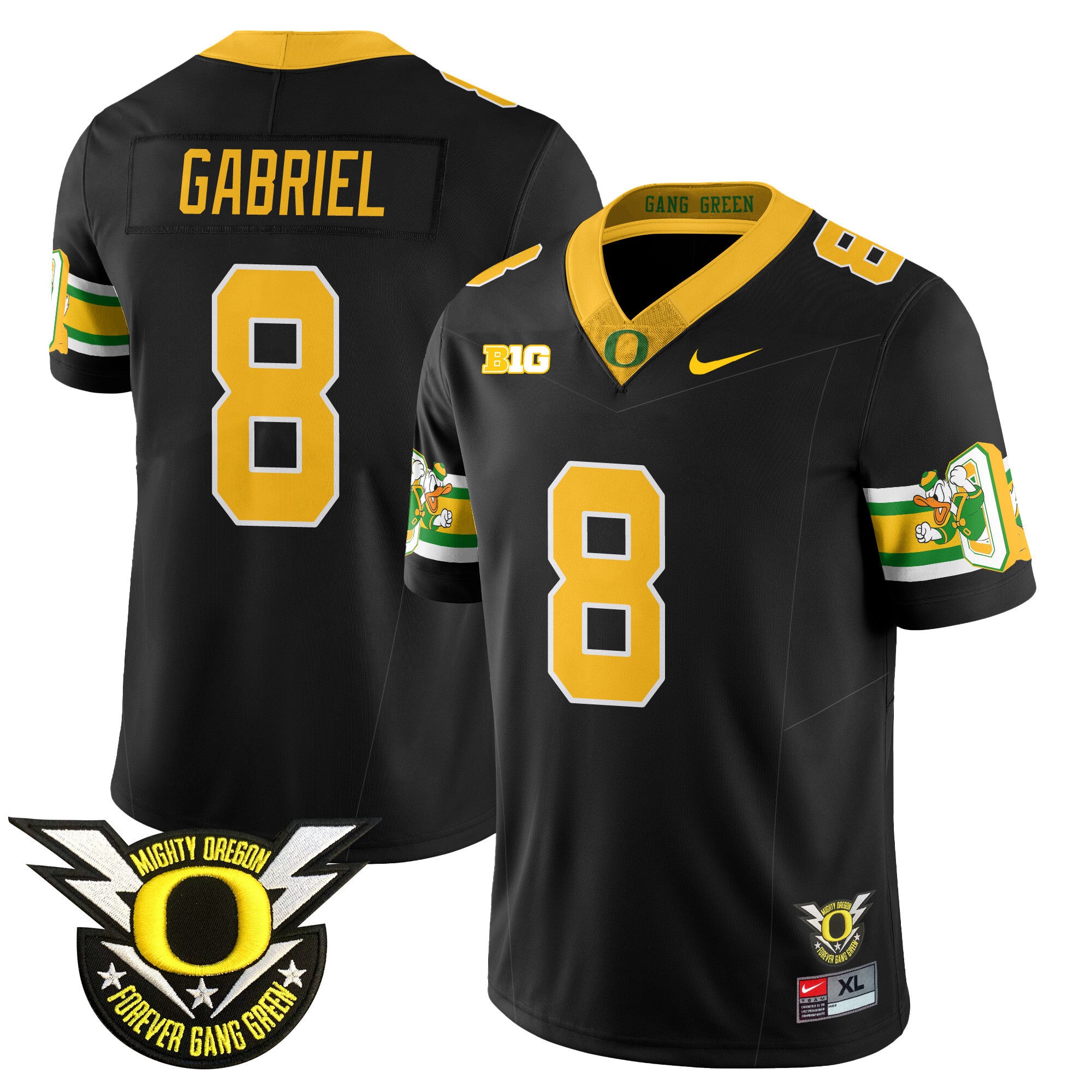 Men's Oregon Ducks 2024 Forever Gang Green Jersey - All Stitched - Black, Dillon Gabriel