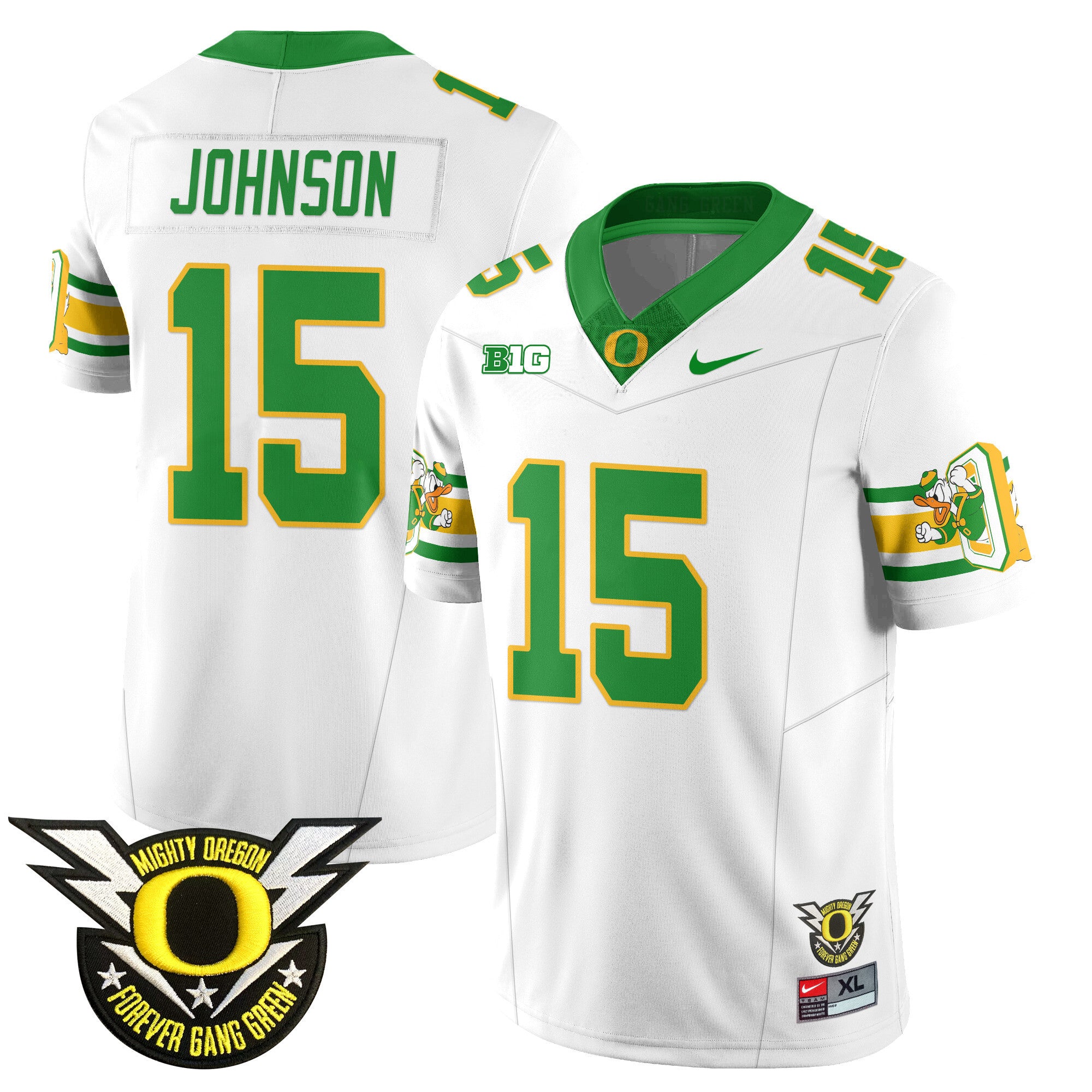 Men's Oregon Ducks 2024 Forever Gang Green Jersey - All Stitched - White, Tez Johnson