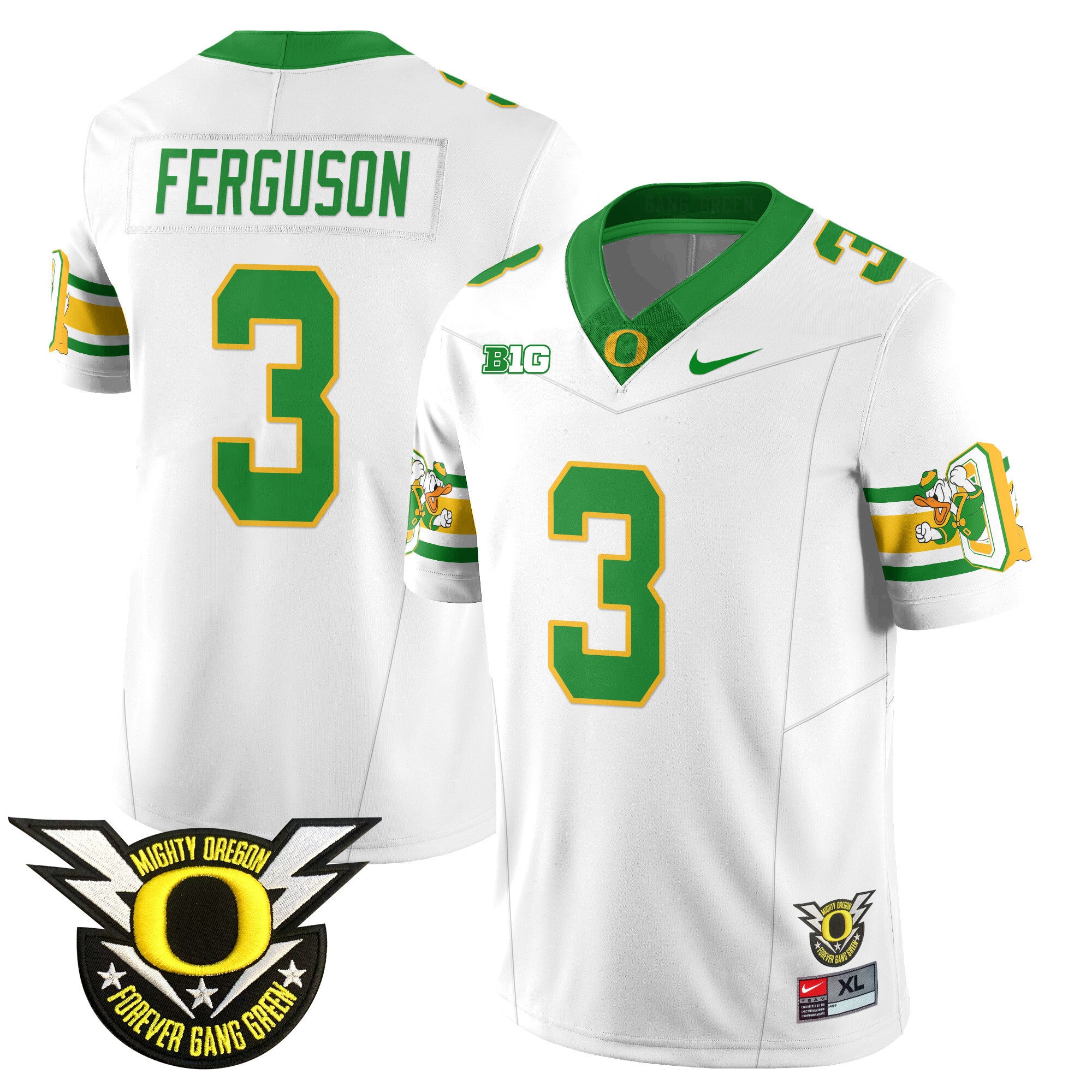Men's Oregon Ducks 2024 Forever Gang Green Jersey - All Stitched - White, Terrance Ferguson