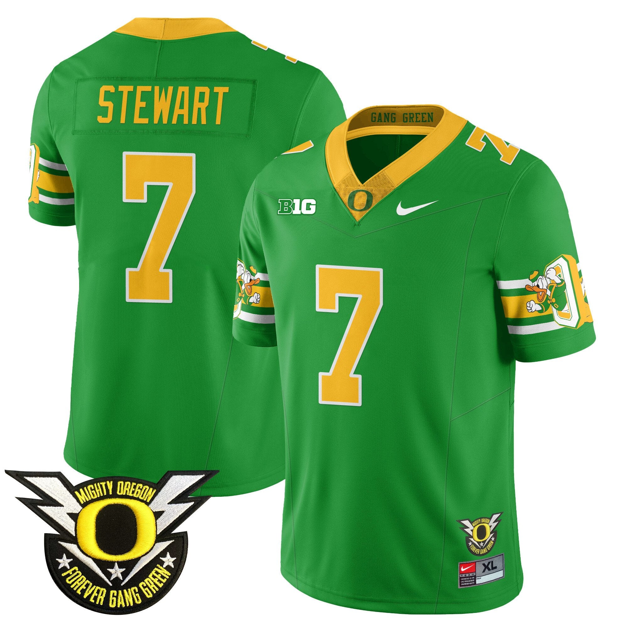 Men's Oregon Ducks 2024 Forever Gang Green Jersey - All Stitched - Green, Evan Stewart