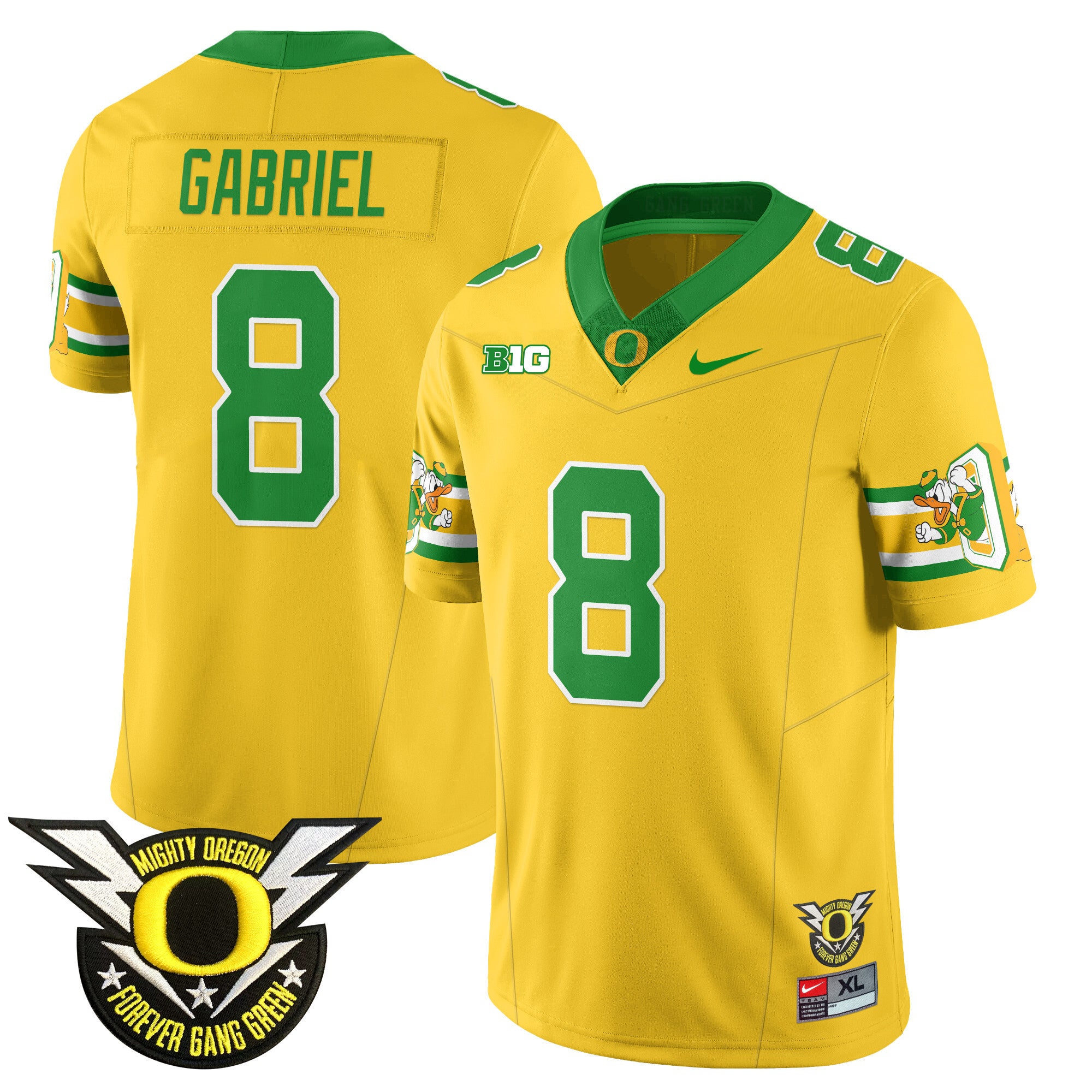 Men's Oregon Ducks 2024 Forever Gang Green Jersey - All Stitched - Yellow, Dillon Gabriel