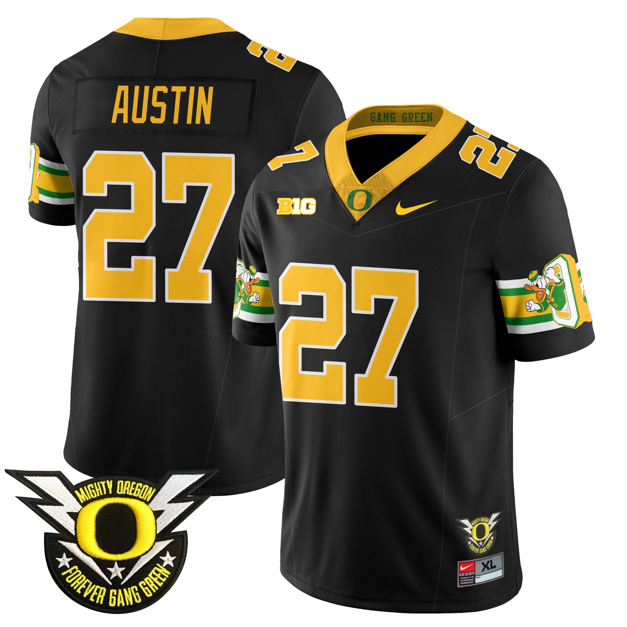 Men's Oregon Ducks 2024 Forever Gang Green Jersey - All Stitched - Black, Daylen Austin