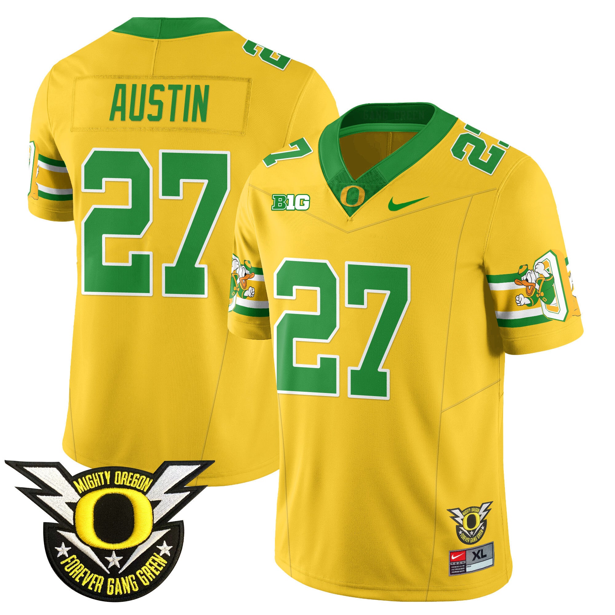 Men's Oregon Ducks 2024 Forever Gang Green Jersey - All Stitched - Yellow, Daylen Austin