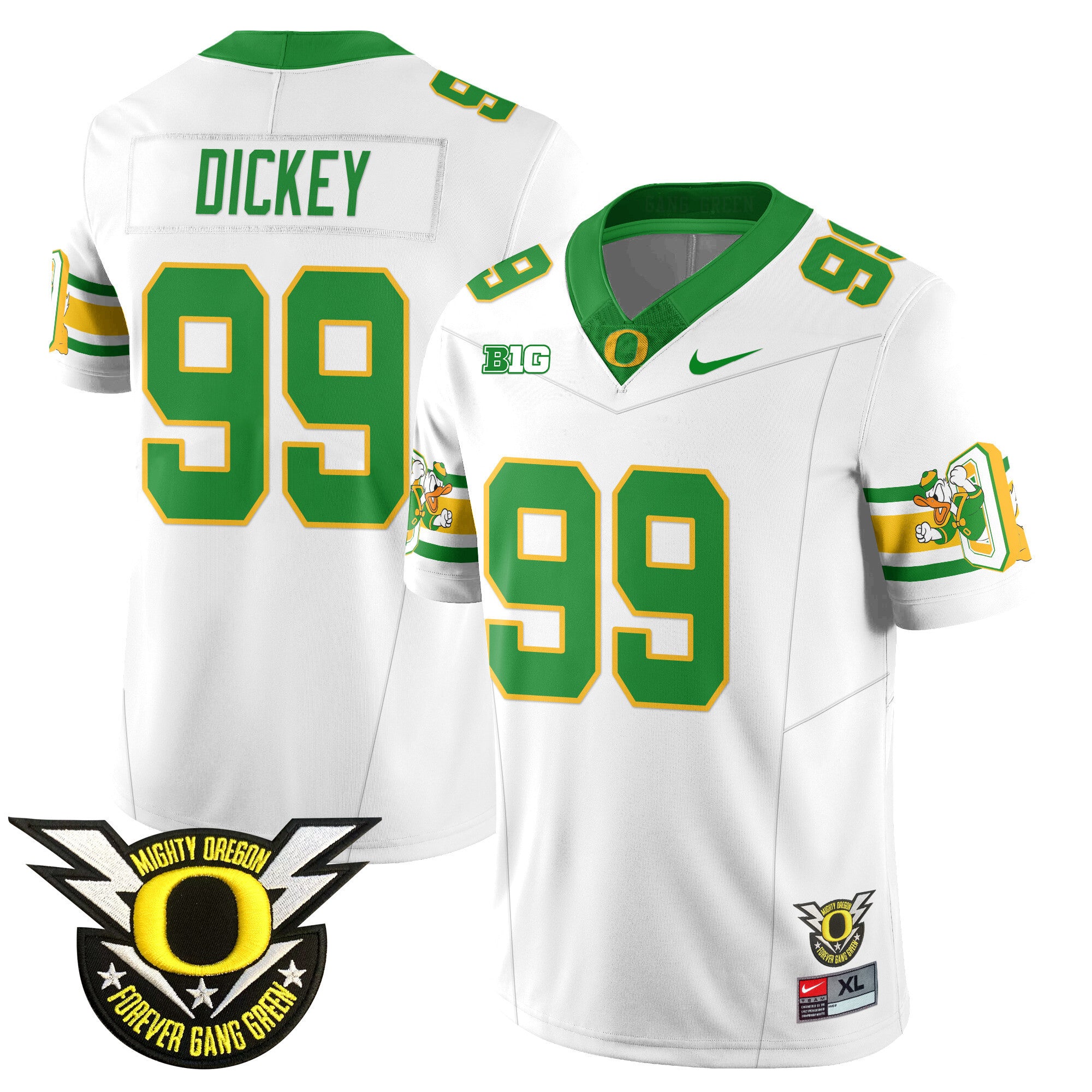Men's Oregon Ducks 2024 Forever Gang Green Jersey - All Stitched - White, Jurrion Dickey
