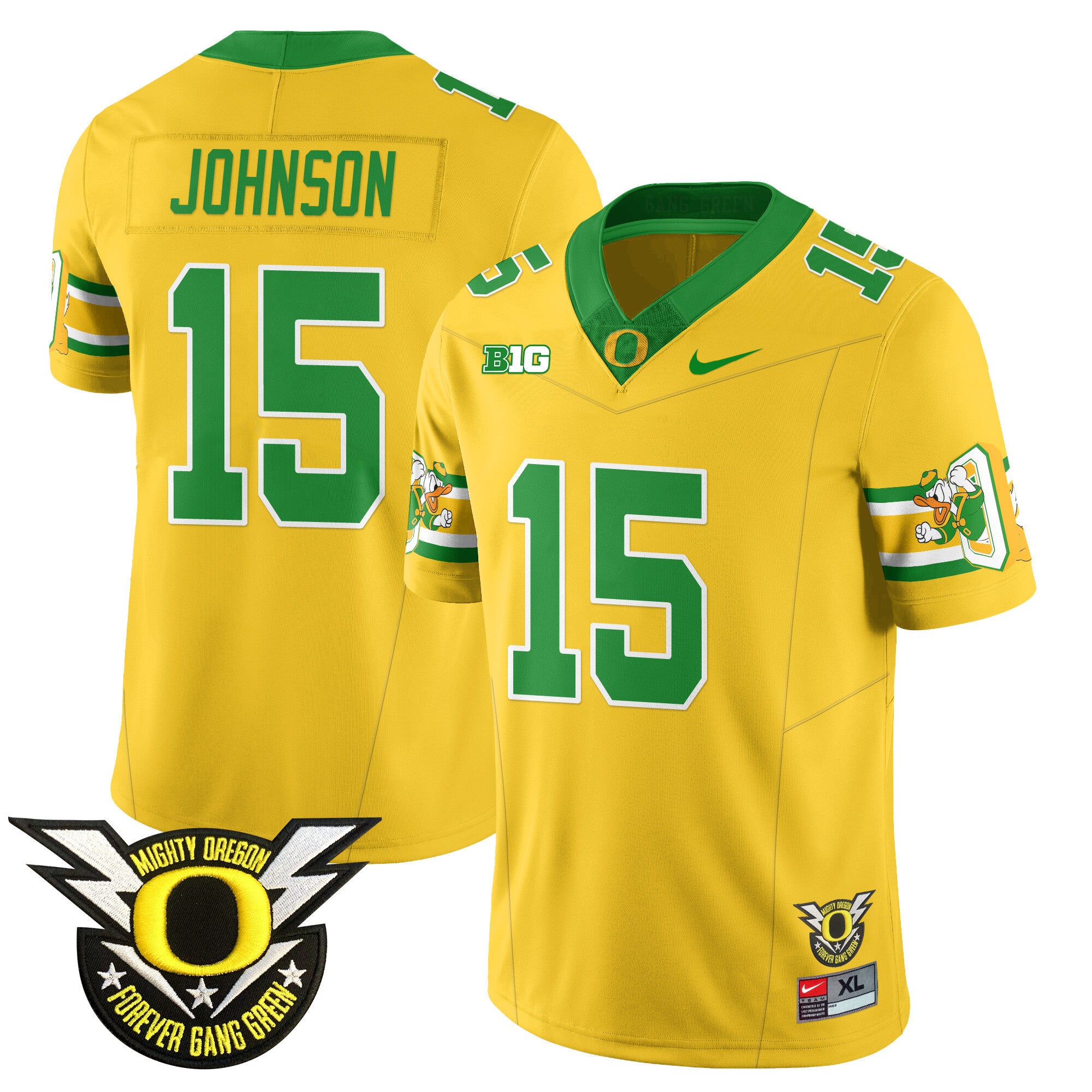 Men's Oregon Ducks 2024 Forever Gang Green Jersey - All Stitched - Yellow, Tez Johnson