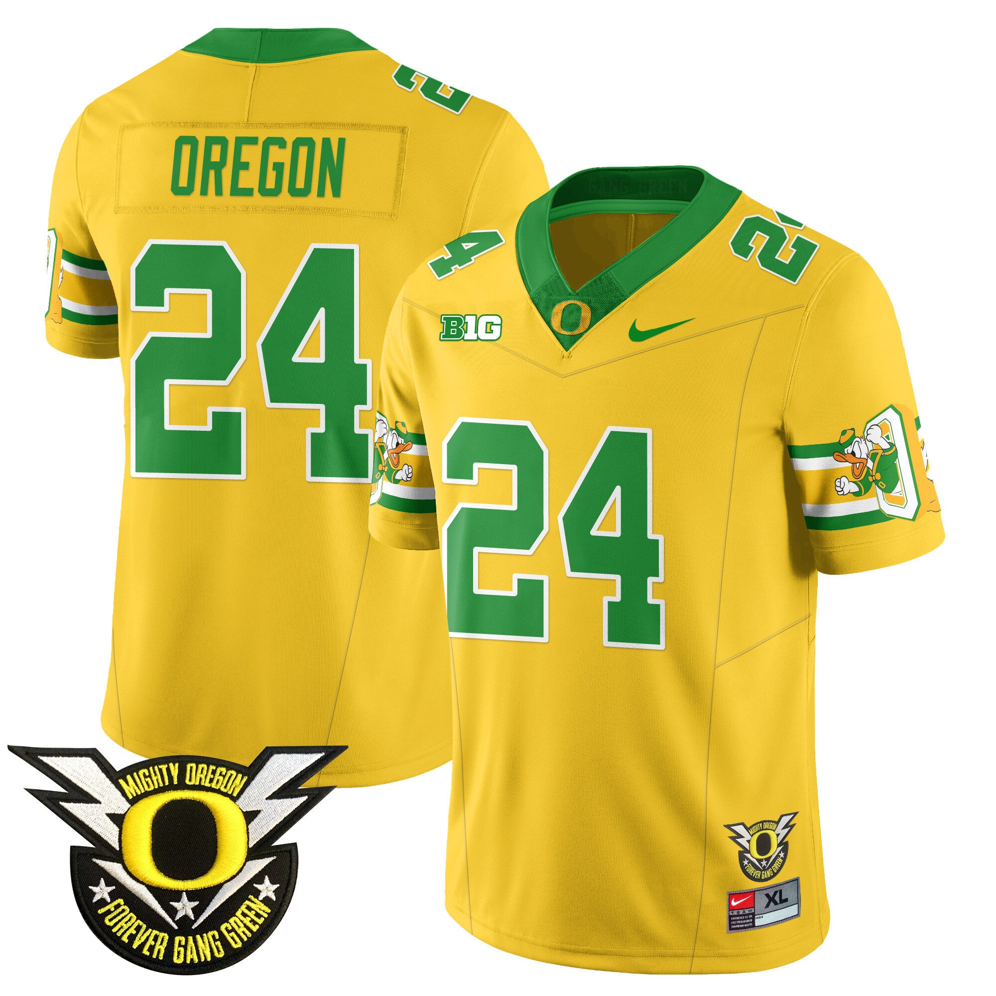 Men's Oregon Ducks 2024 Forever Gang Green Jersey - All Stitched - Yellow, Oregon