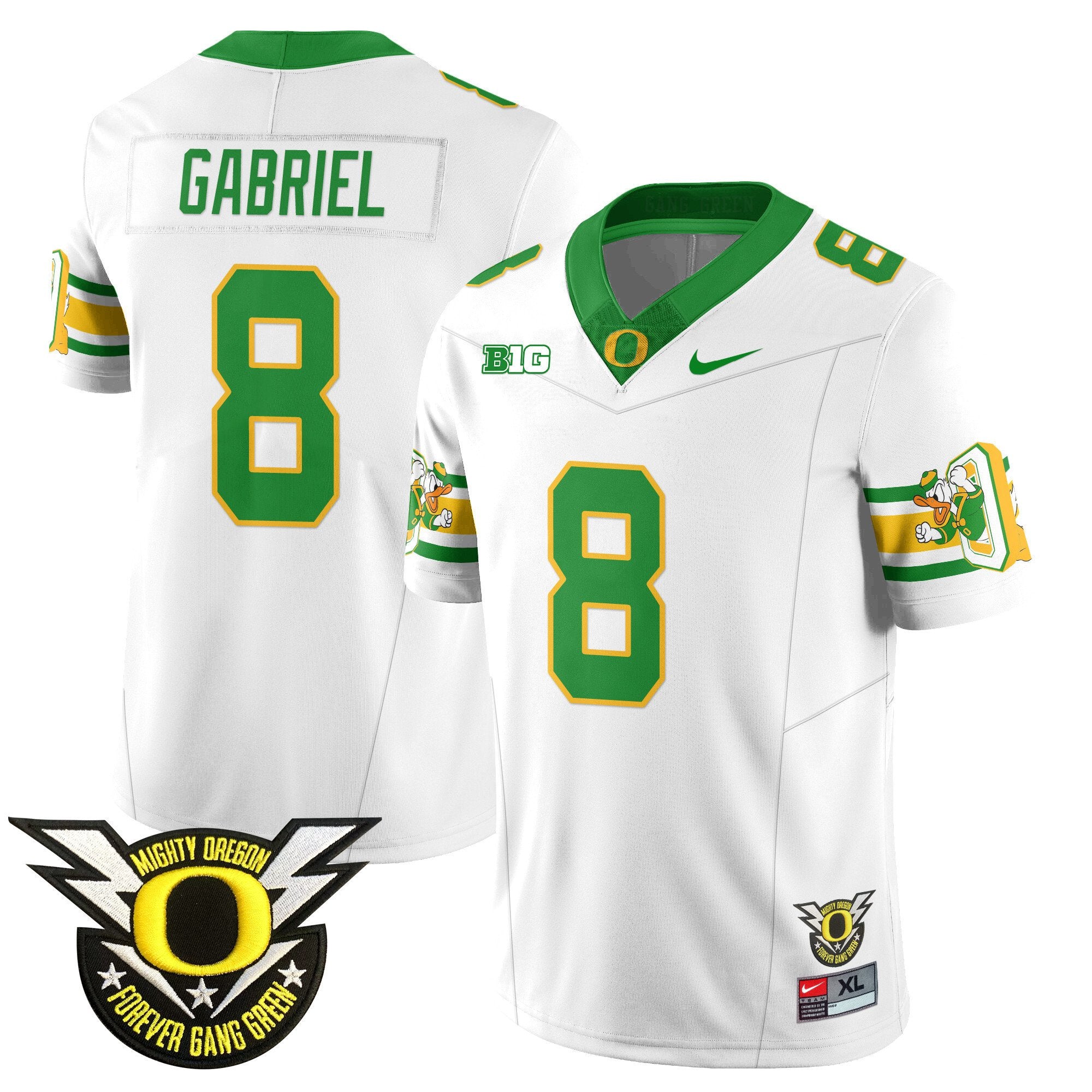 Men's Oregon Ducks 2024 Forever Gang Green Jersey - All Stitched - White, Dillon Gabriel
