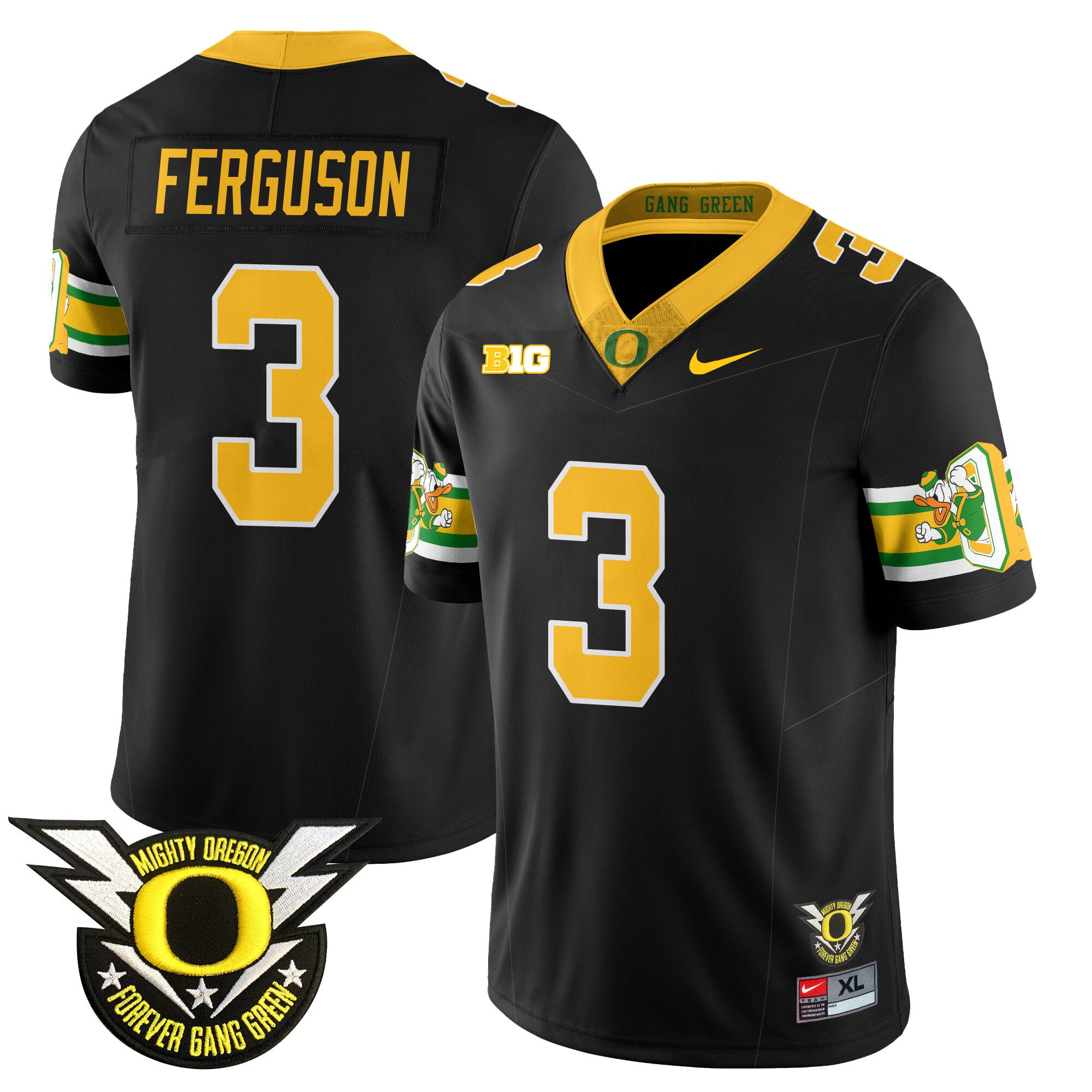 Men's Oregon Ducks 2024 Forever Gang Green Jersey - All Stitched - Black, Terrance Ferguson