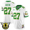 Men's Oregon Ducks 2024 Forever Gang Green Jersey V2 - All Stitched - White, Daylen Austin