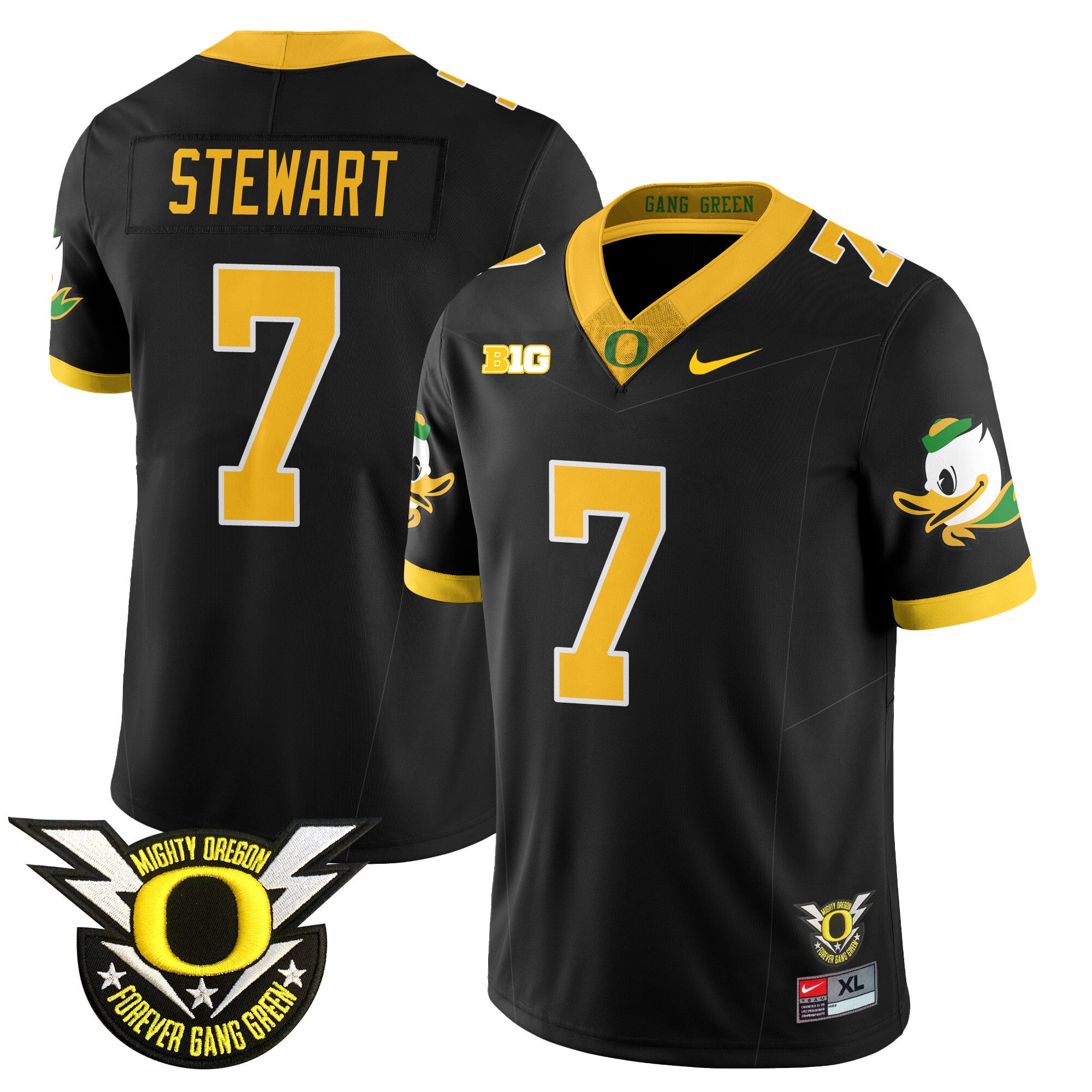 Men's Oregon Ducks 2024 Forever Gang Green Jersey V2 - All Stitched - Black, Evan Stewart