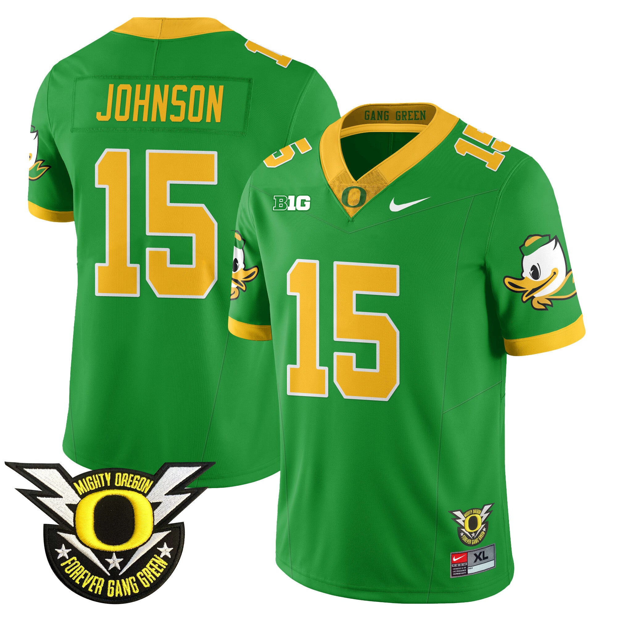 Men's Oregon Ducks 2024 Forever Gang Green Jersey V2 - All Stitched - Green, Tez Johnson