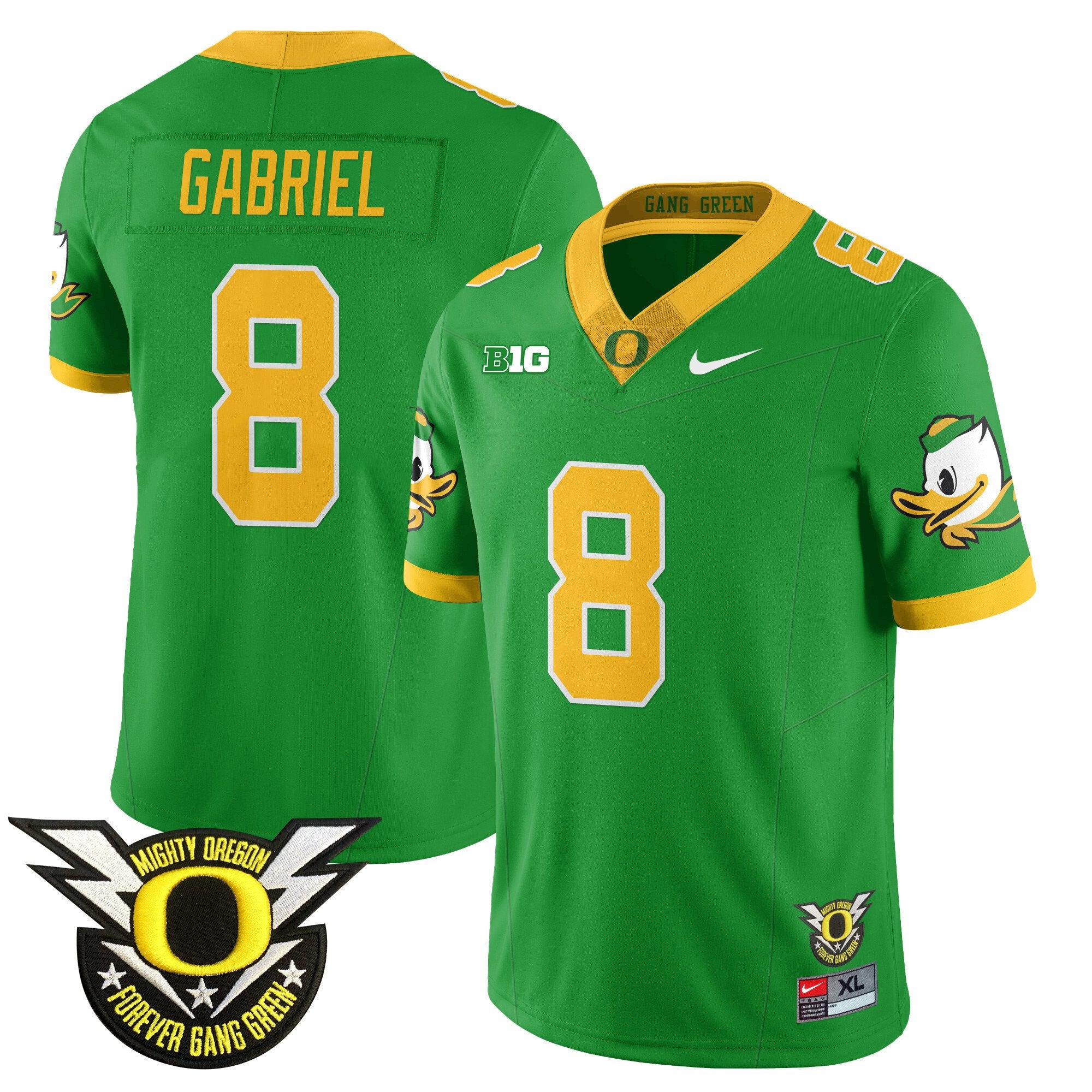 Men's Oregon Ducks 2024 Forever Gang Green Jersey V2 - All Stitched - Green, Dillon Gabriel