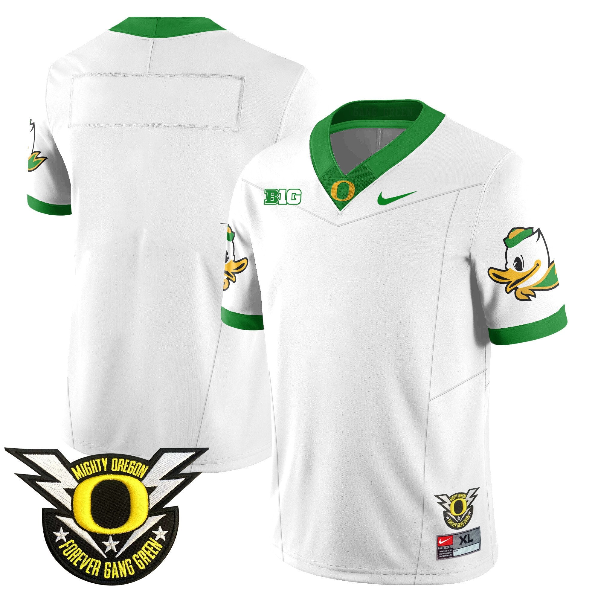 Men's Oregon Ducks 2024 Forever Gang Green Jersey V2 - All Stitched - White, Team