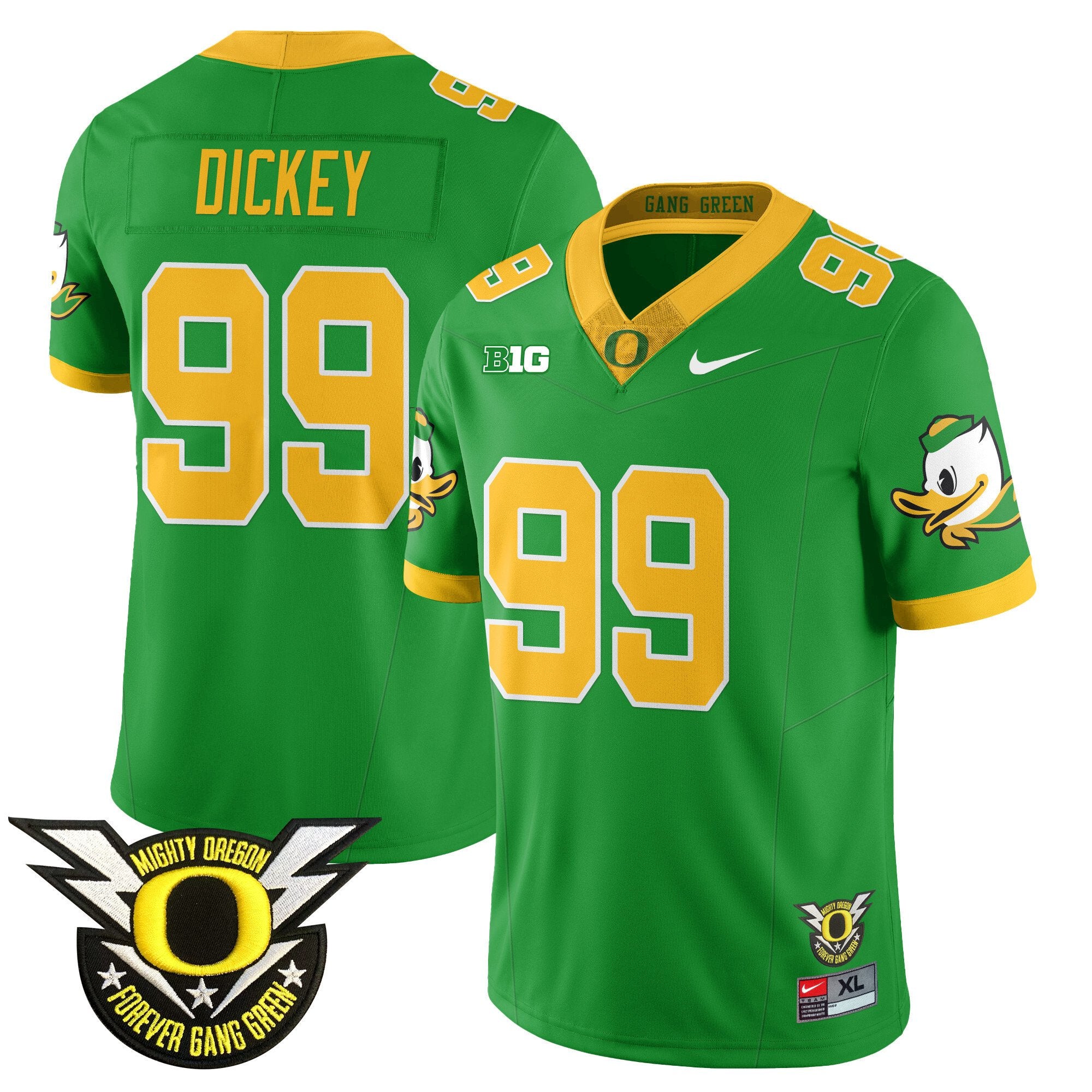Men's Oregon Ducks 2024 Forever Gang Green Jersey V2 - All Stitched - Green, Jurrion Dickey