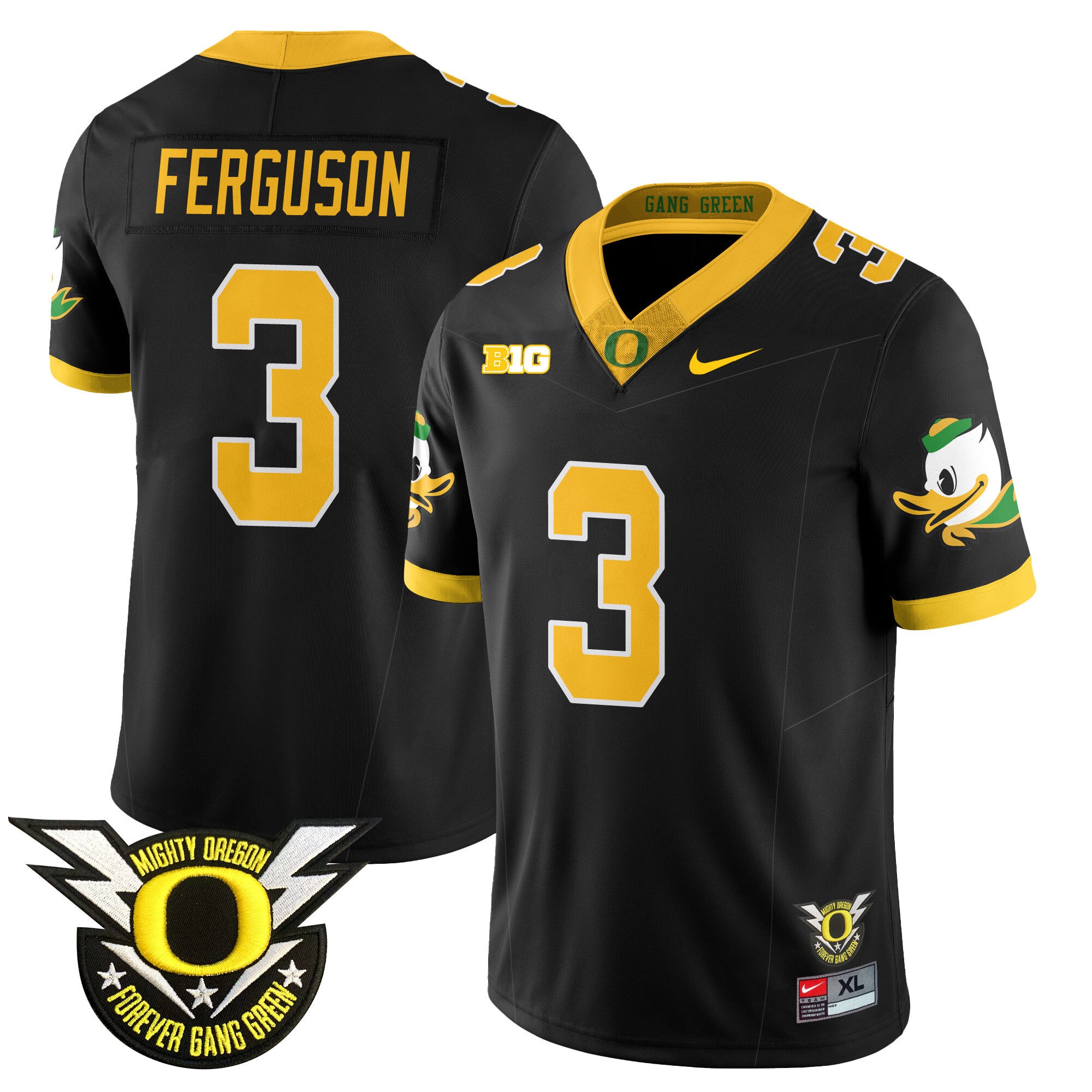 Men's Oregon Ducks 2024 Forever Gang Green Jersey V2 - All Stitched - Black, Terrance Ferguson