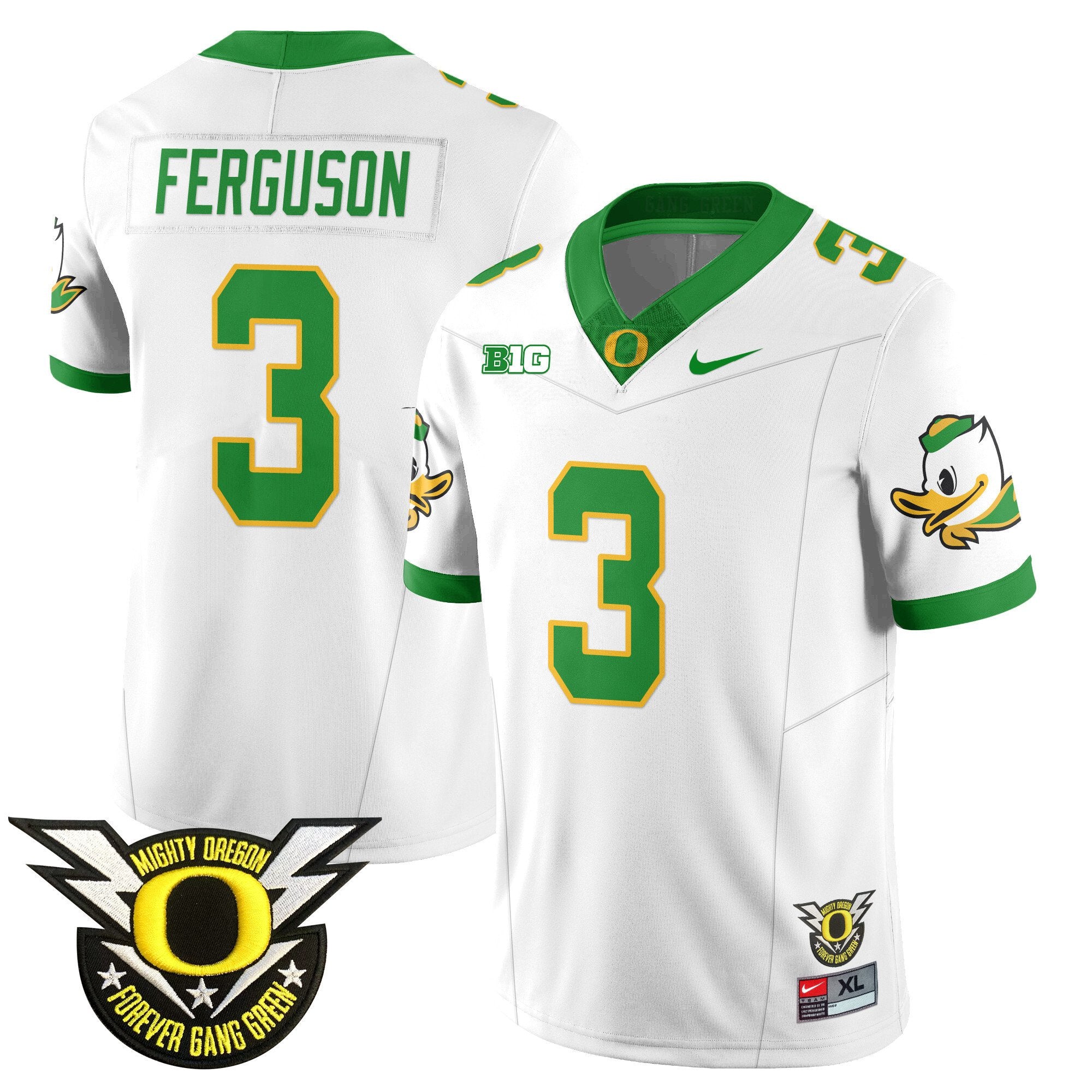 Men's Oregon Ducks 2024 Forever Gang Green Jersey V2 - All Stitched - White, Terrance Ferguson