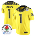 Men's Oregon Ducks 2024 Rose Bowl Game Vapor Limited Jersey V2 - All Stitched - Yellow, Traeshon Holden