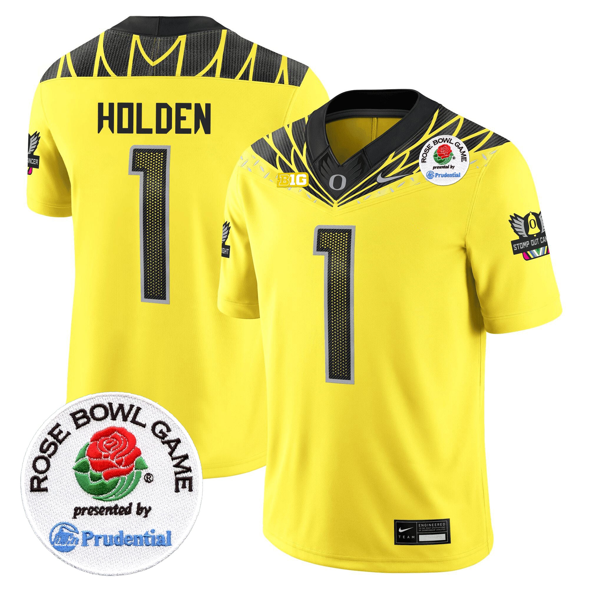 Men's Oregon Ducks 2024 Rose Bowl Game Vapor Limited Jersey V2 - All Stitched - Yellow, Traeshon Holden