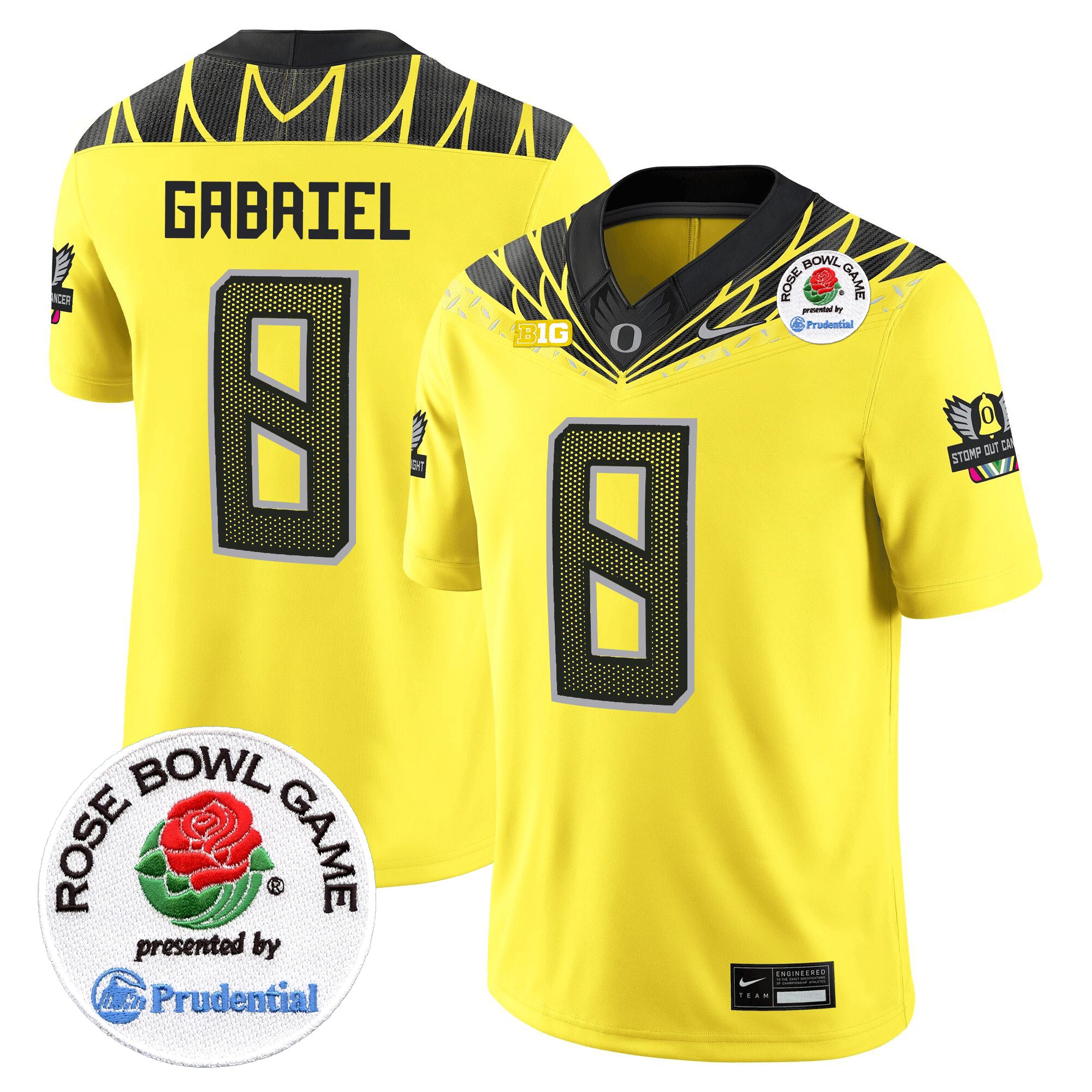 Men's Oregon Ducks 2024 Rose Bowl Game Vapor Limited Jersey V2 - All Stitched - Yellow, Dillon Gabriel