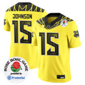 Men's Oregon Ducks 2024 Rose Bowl Game Vapor Limited Jersey V2 - All Stitched - Yellow, Tez Johnson