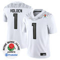 Men's Oregon Ducks 2024 Rose Bowl Game Vapor Limited Jersey V2 - All Stitched - White, Traeshon Holden