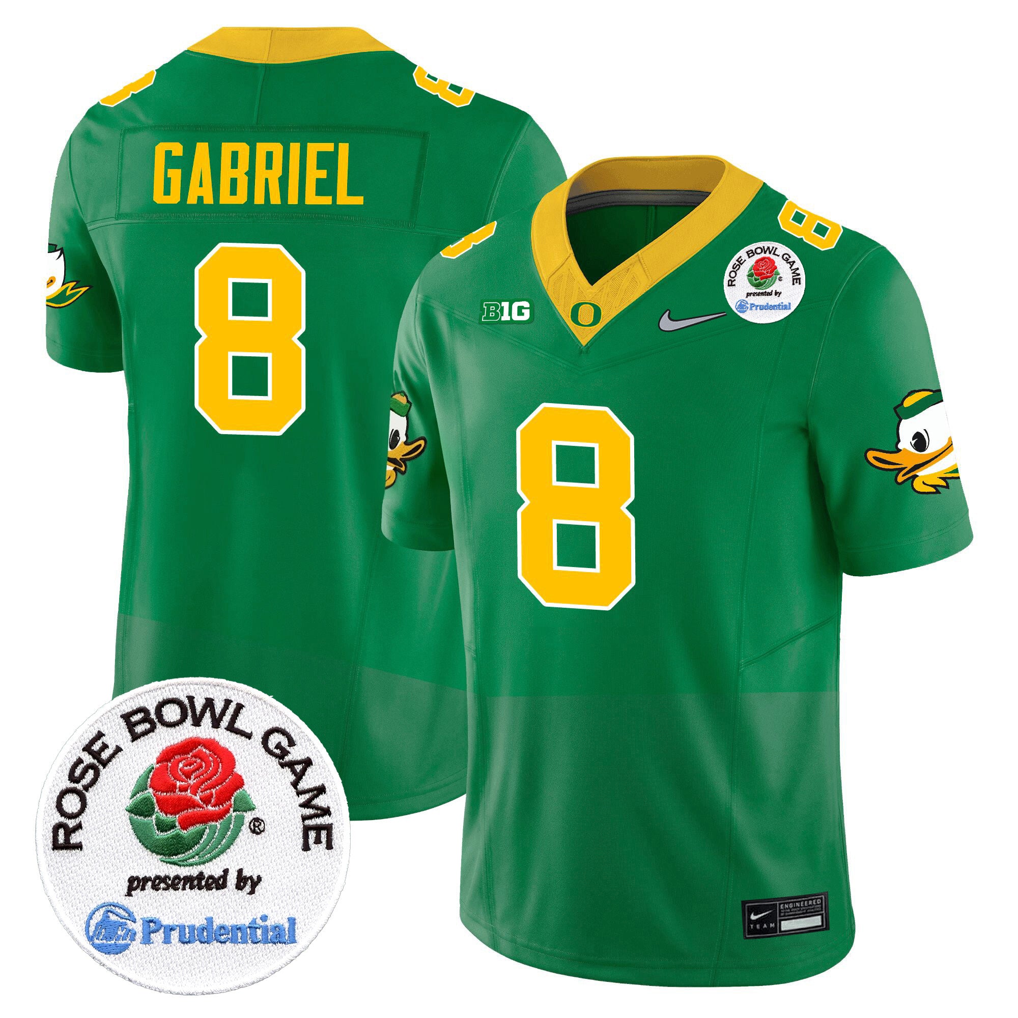 Men's Oregon Ducks 2024 Rose Bowl Game Vapor Limited Jersey V2 - All Stitched - Green, Dillon Gabriel