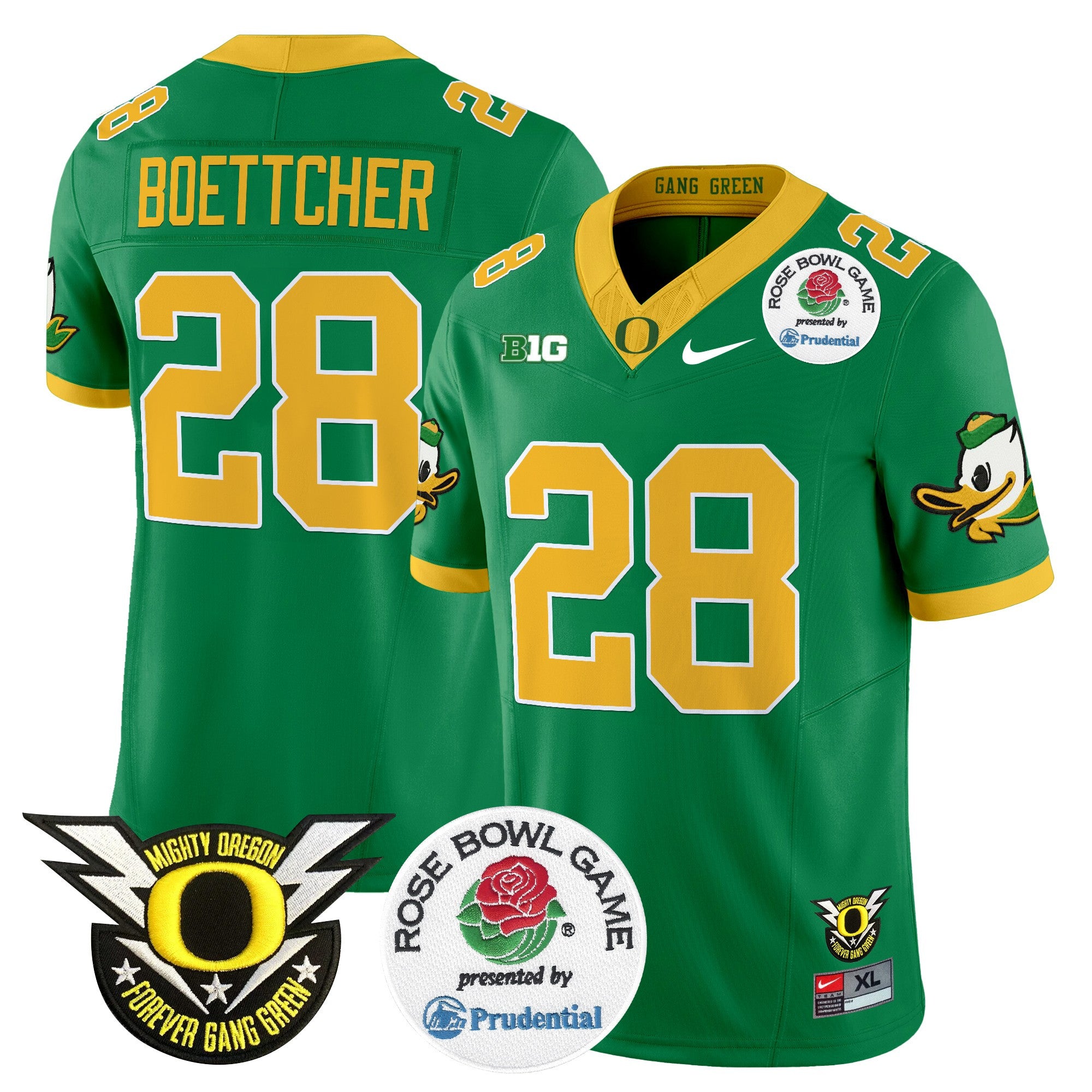 Men's Oregon Ducks 2024 Rose Bowl Vapor Limited Jersey - All Stitched - Green, Bryce Boettcher