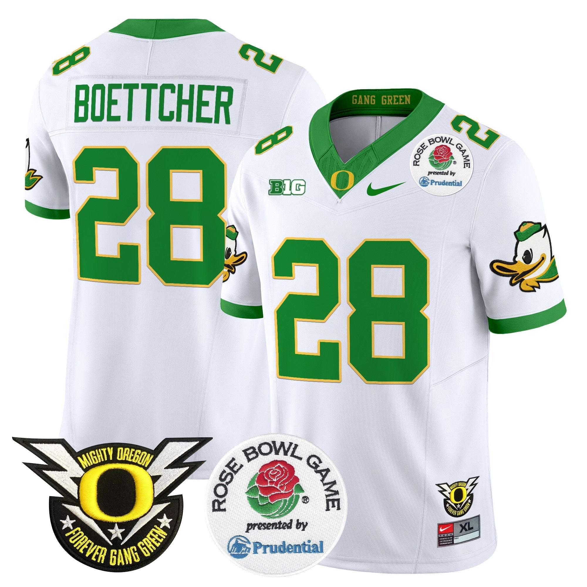 Men's Oregon Ducks 2024 Rose Bowl Vapor Limited Jersey - All Stitched - White, Bryce Boettcher