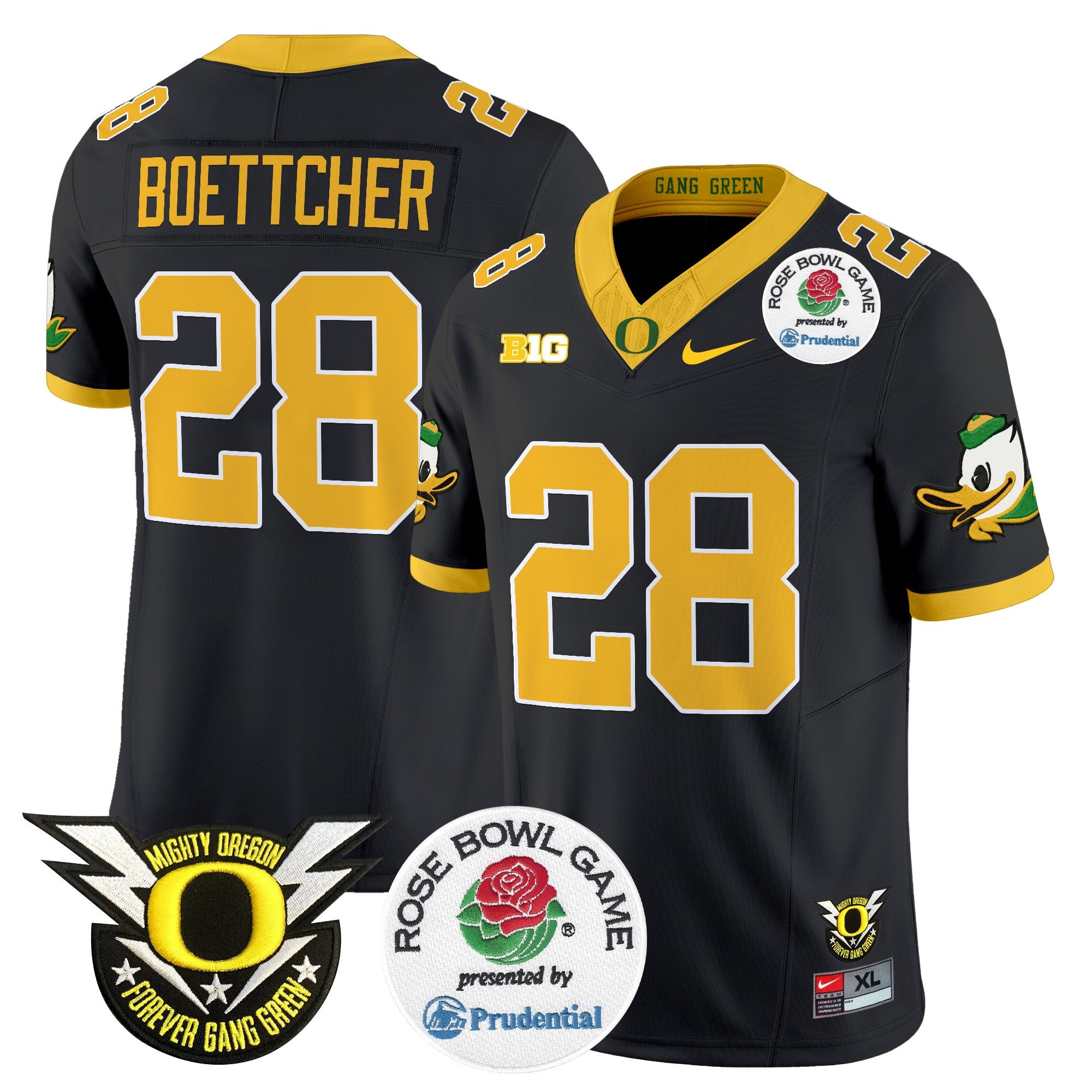 Men's Oregon Ducks 2024 Rose Bowl Vapor Limited Jersey - All Stitched - Black, Bryce Boettcher